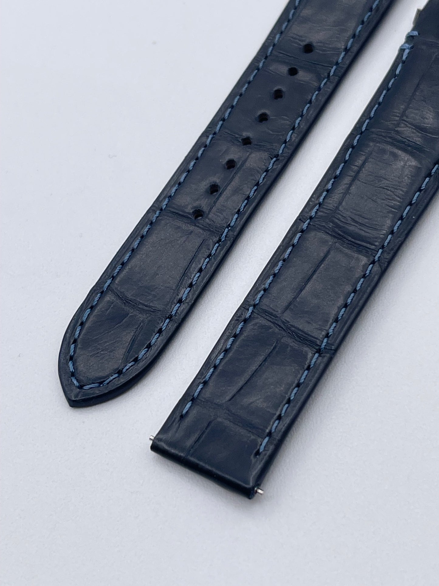 Cartier Santos cinturino orologio pelle alligatore blu ref KDATLAHA 19/16mm