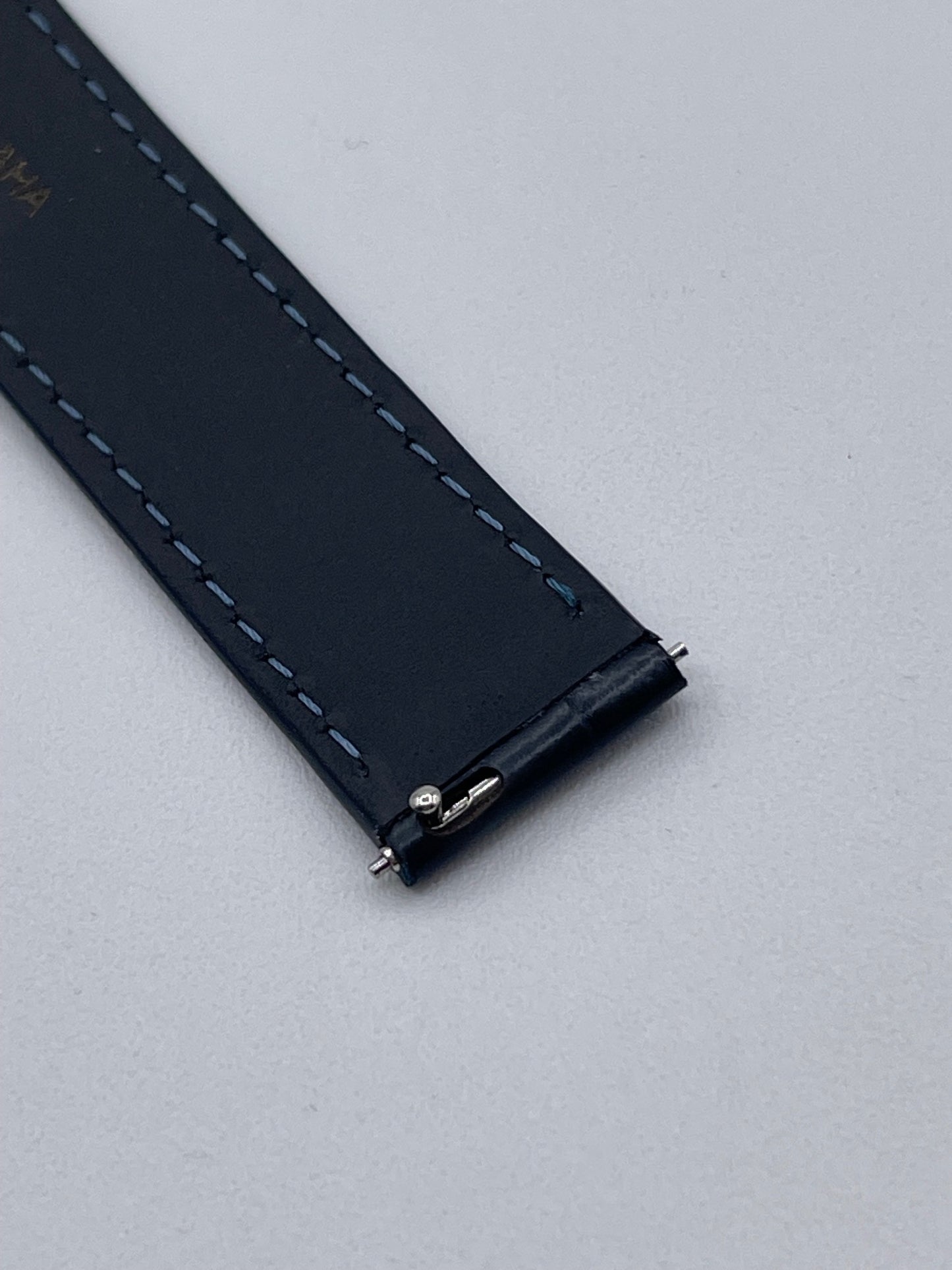 Cartier Santos cinturino orologio pelle alligatore blu ref KDATLAHA 19/16mm
