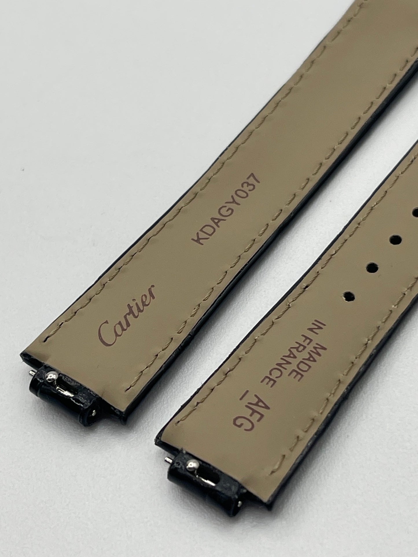 Cartier Ballon Bleu cinturino orologio pelle alligatore nero KDAGY037 16/14mm