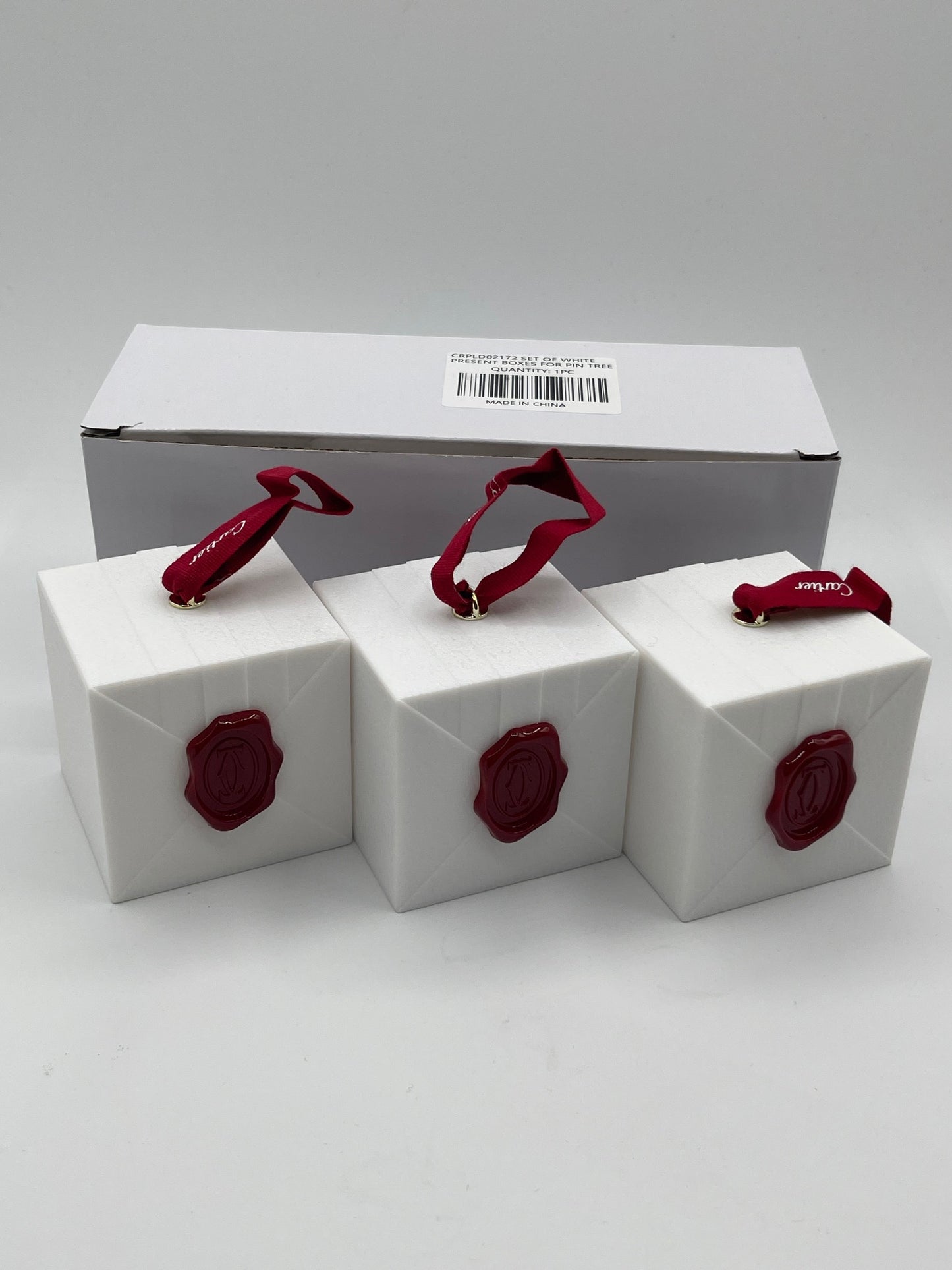 Cartier set 3 scatole regalo albero Natale present boxes pin tree