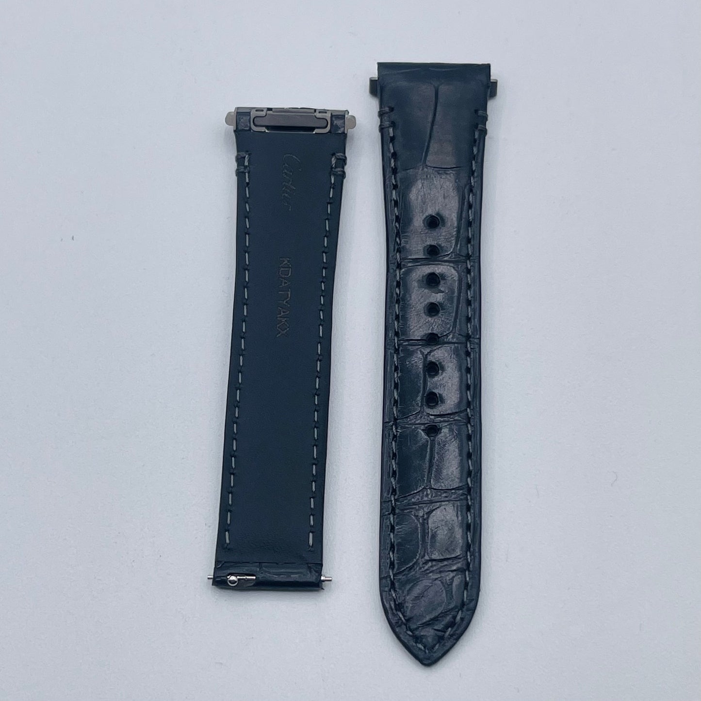 Cartier Santos cinturino orologio pelle alligatore nero black KDATYAKX 18.5/16mm