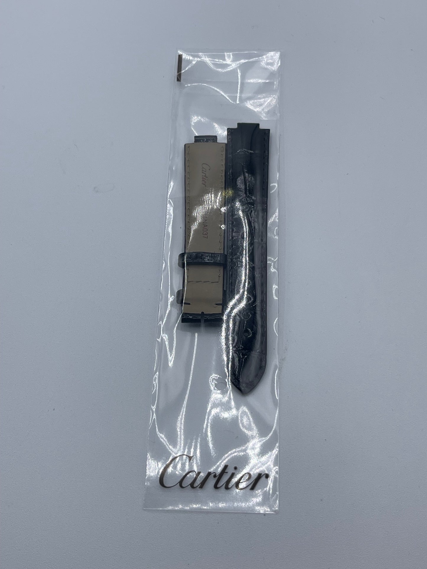 Cartier Ballon Bleu cinturino orologio pelle alligatore nero KD4NA037 16/14mm