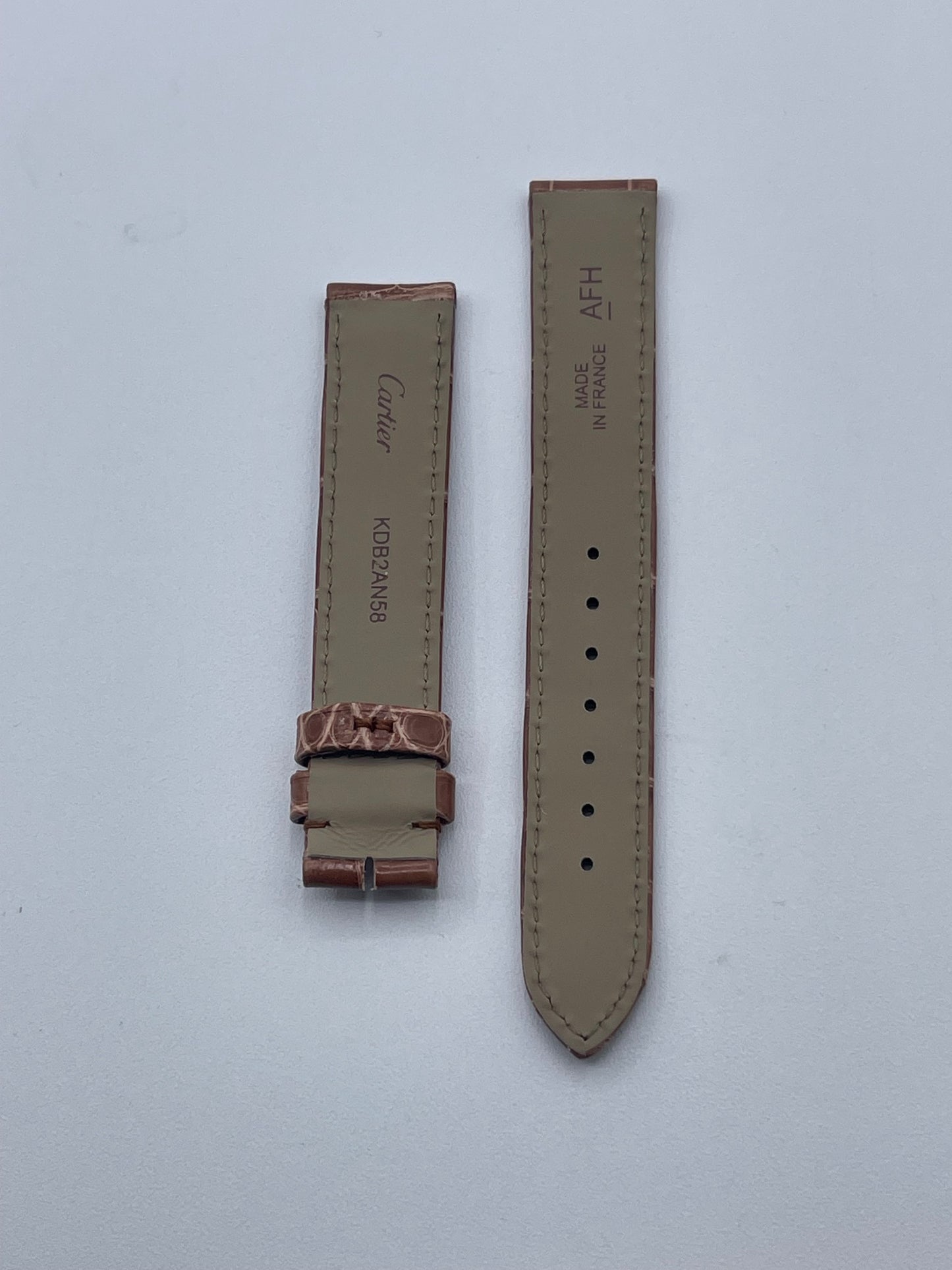 Cartier Tank cinturino orologio pelle alligatore marrone ref. KDB2AN58 15/14mm