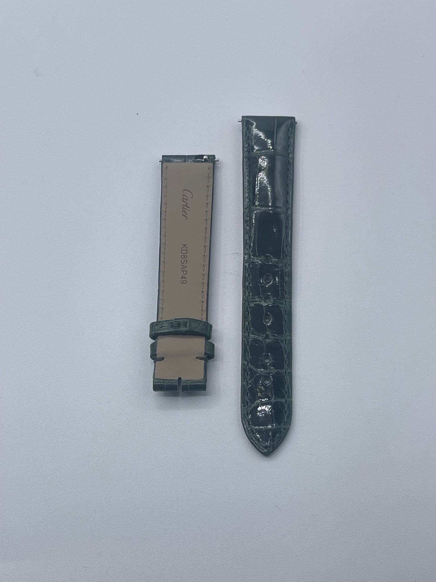 Cartier Tank cinturino alligatore verde green alligator KD8SAP49 16/14mm
