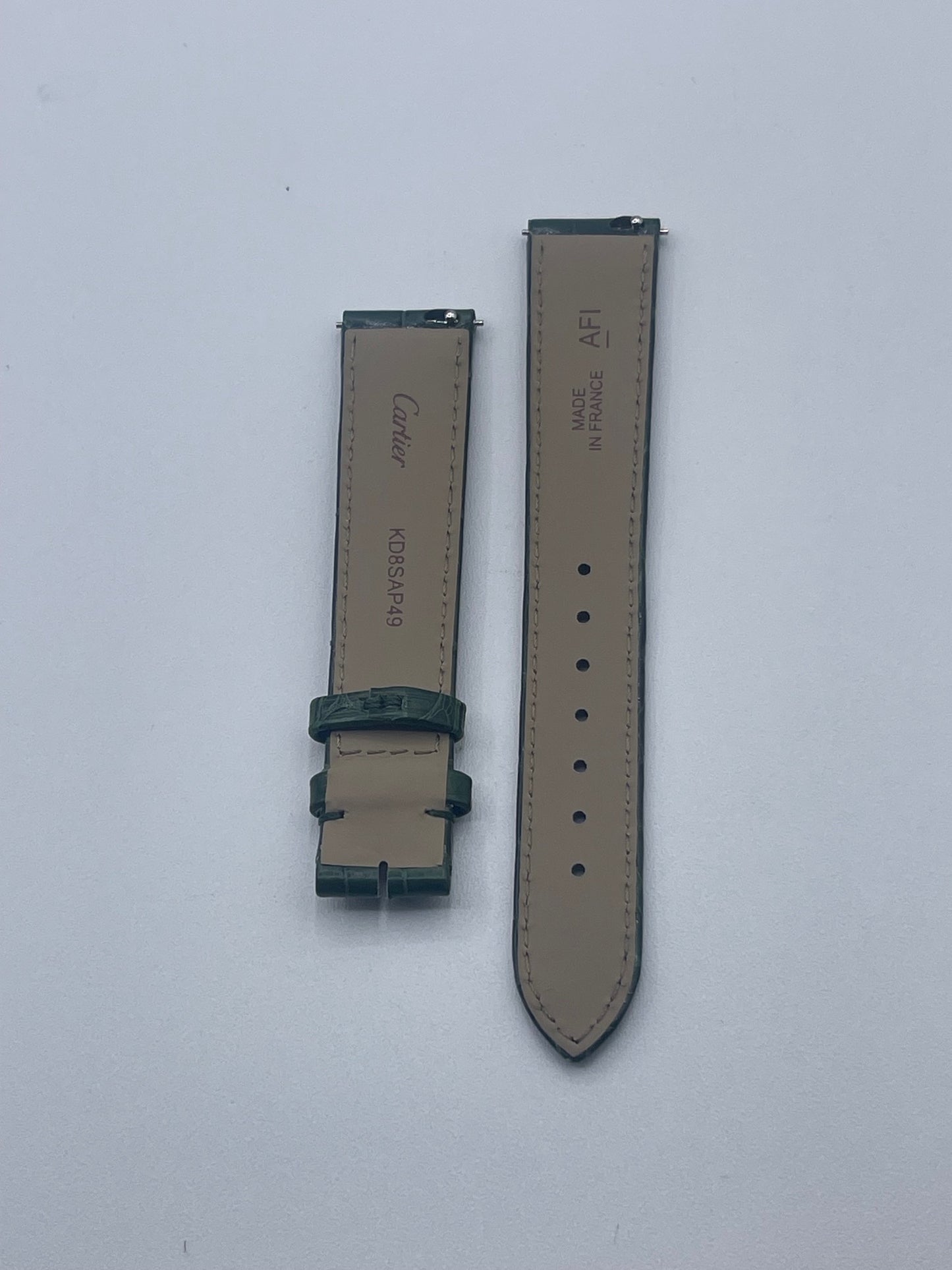 Cartier Tank cinturino alligatore verde green alligator KD8SAP49 16/14mm