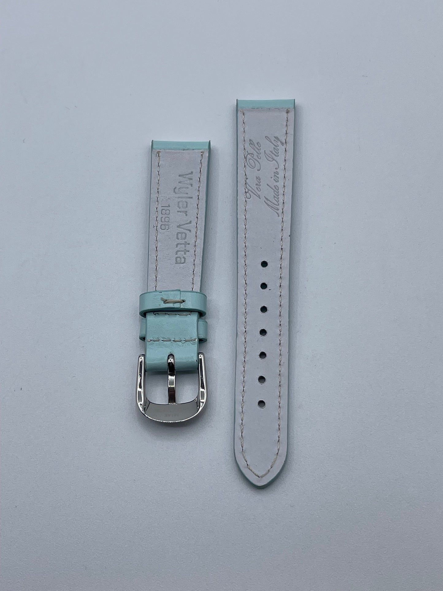 Wyler Vetta cinturino orologio watch strap pelle vitello azzurro tiffany 18/16mm
