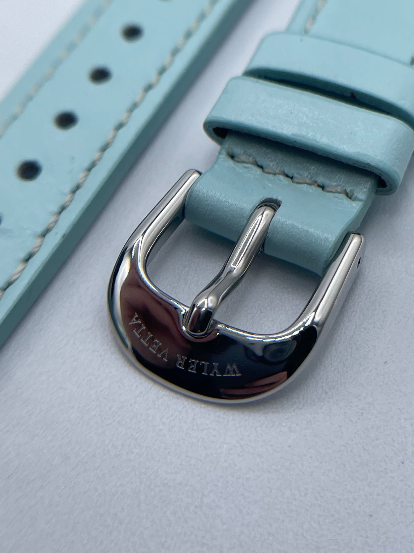 Wyler Vetta cinturino orologio watch strap pelle vitello azzurro tiffany 18/16mm