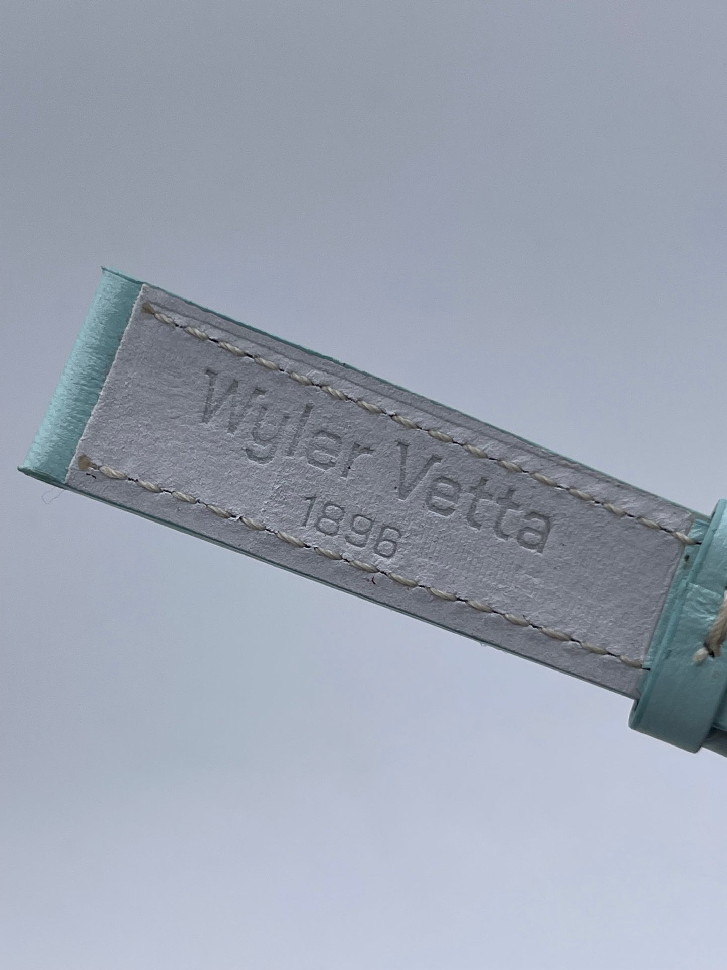 Wyler Vetta cinturino orologio watch strap pelle vitello azzurro tiffany 18/16mm