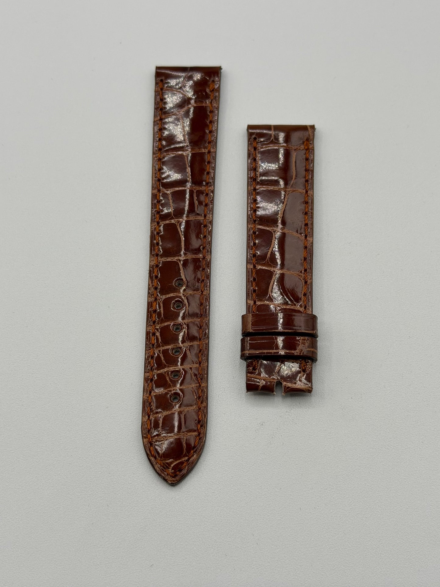Piaget cinturino orologio alligatore marrone brown watch strap 18/16mm