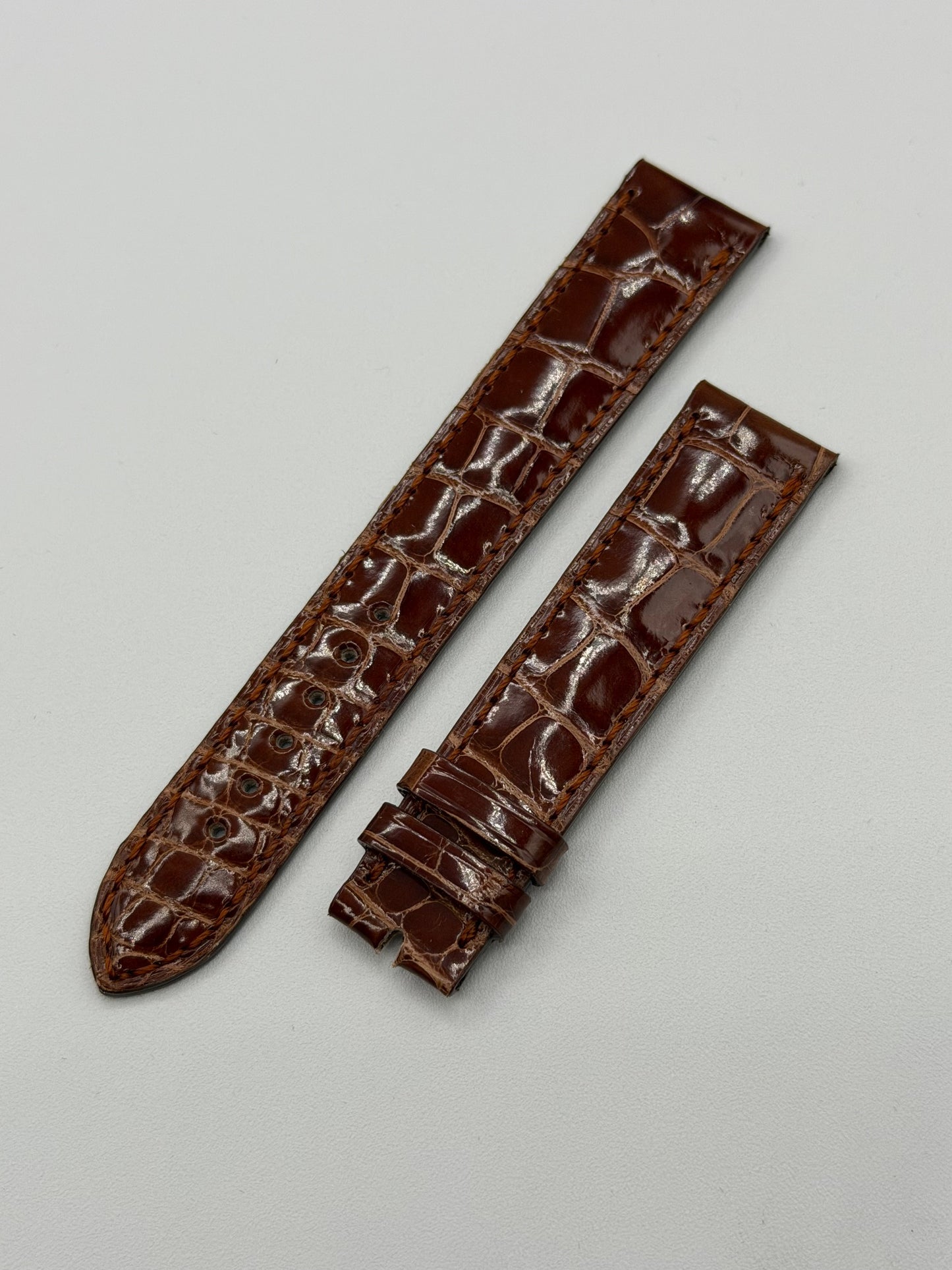 Piaget cinturino orologio alligatore marrone brown watch strap 18/16mm