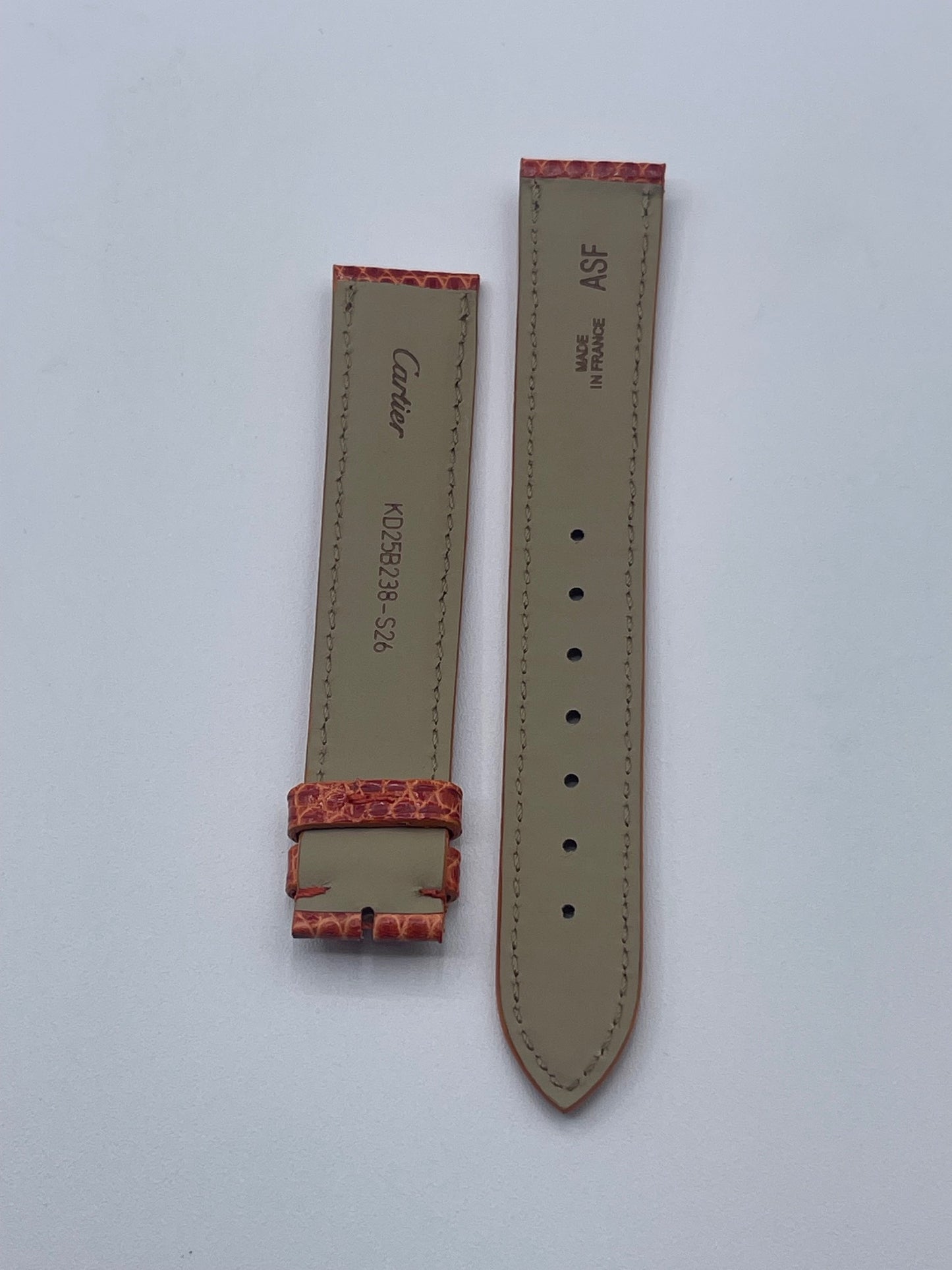 Cartier cinturino lucertola arancione orange lizard KD00LS26 18/16mm