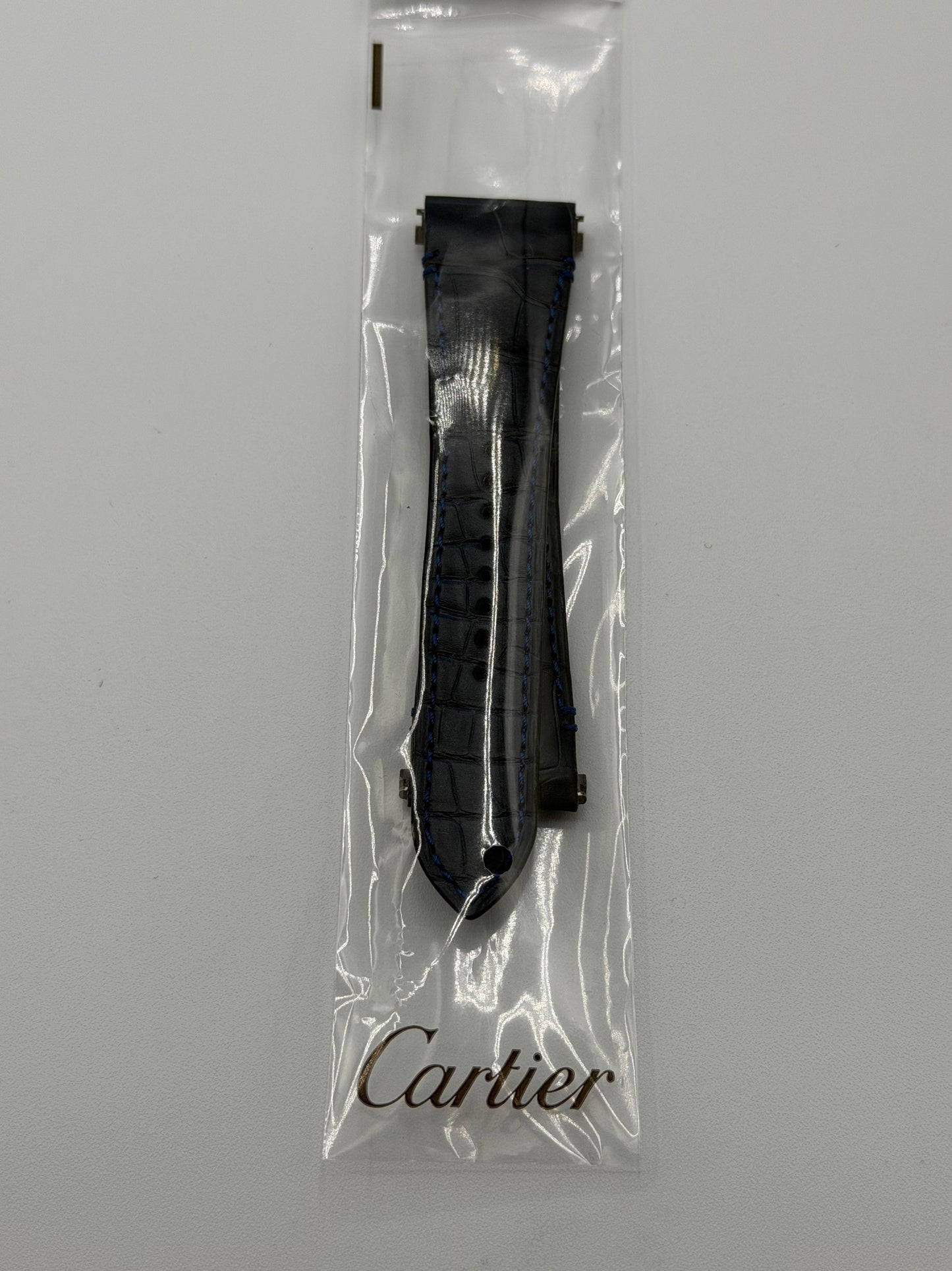 Cartier Santos XL cinturino orologio strap pelle alligatore blu KDAVLABU 23/18