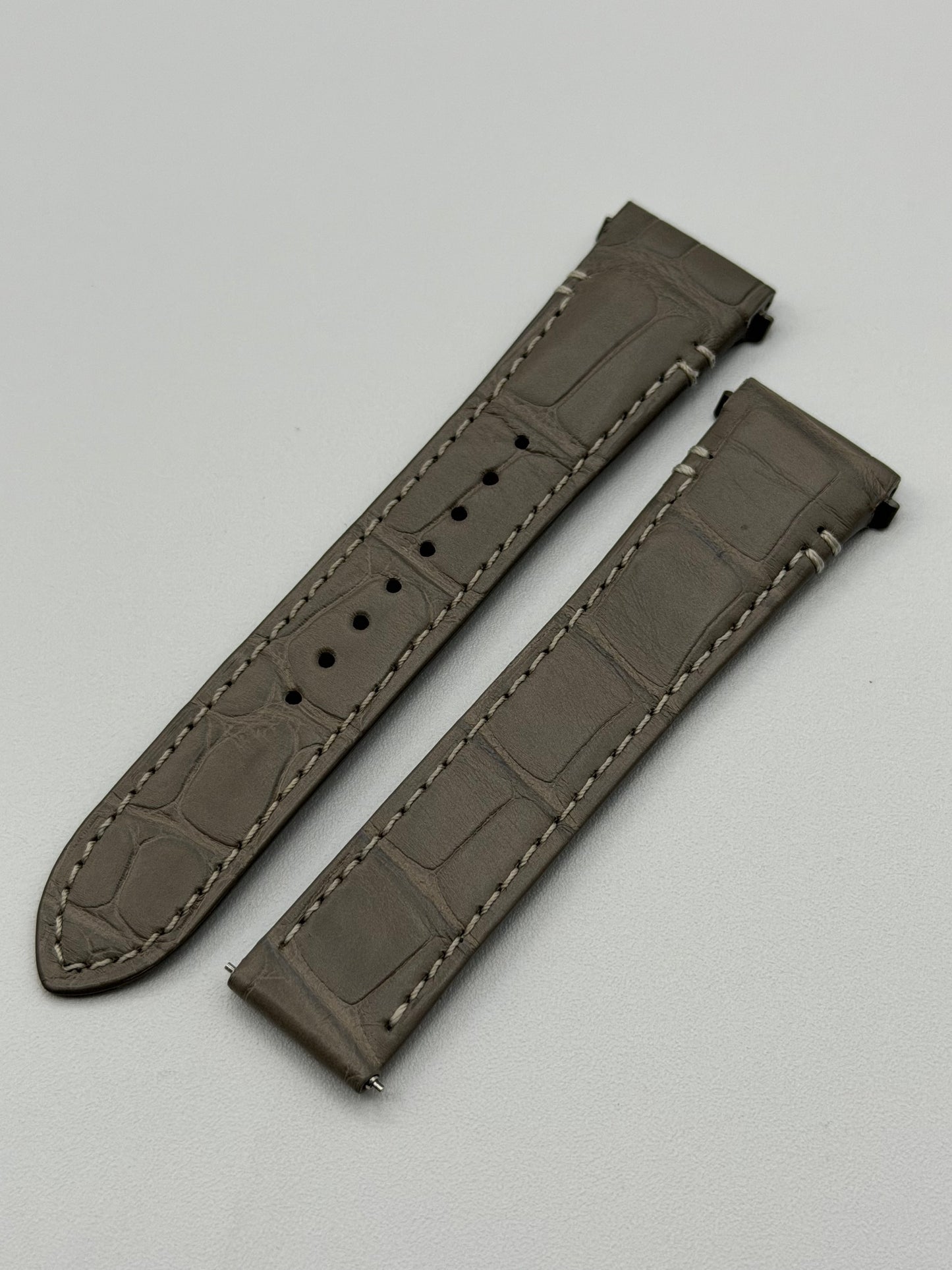 Cartier Santos cinturino orologio pelle alligatore grigio grey KDATYAGX 18.5/16
