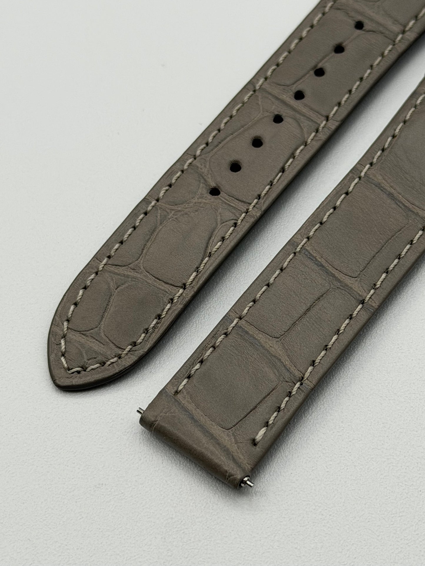 Cartier Santos cinturino orologio pelle alligatore grigio grey KDATYAGX 18.5/16