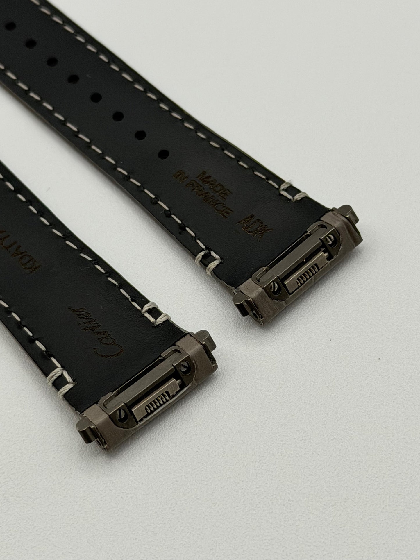 Cartier Santos cinturino orologio pelle alligatore grigio grey KDATYAGX 18.5/16