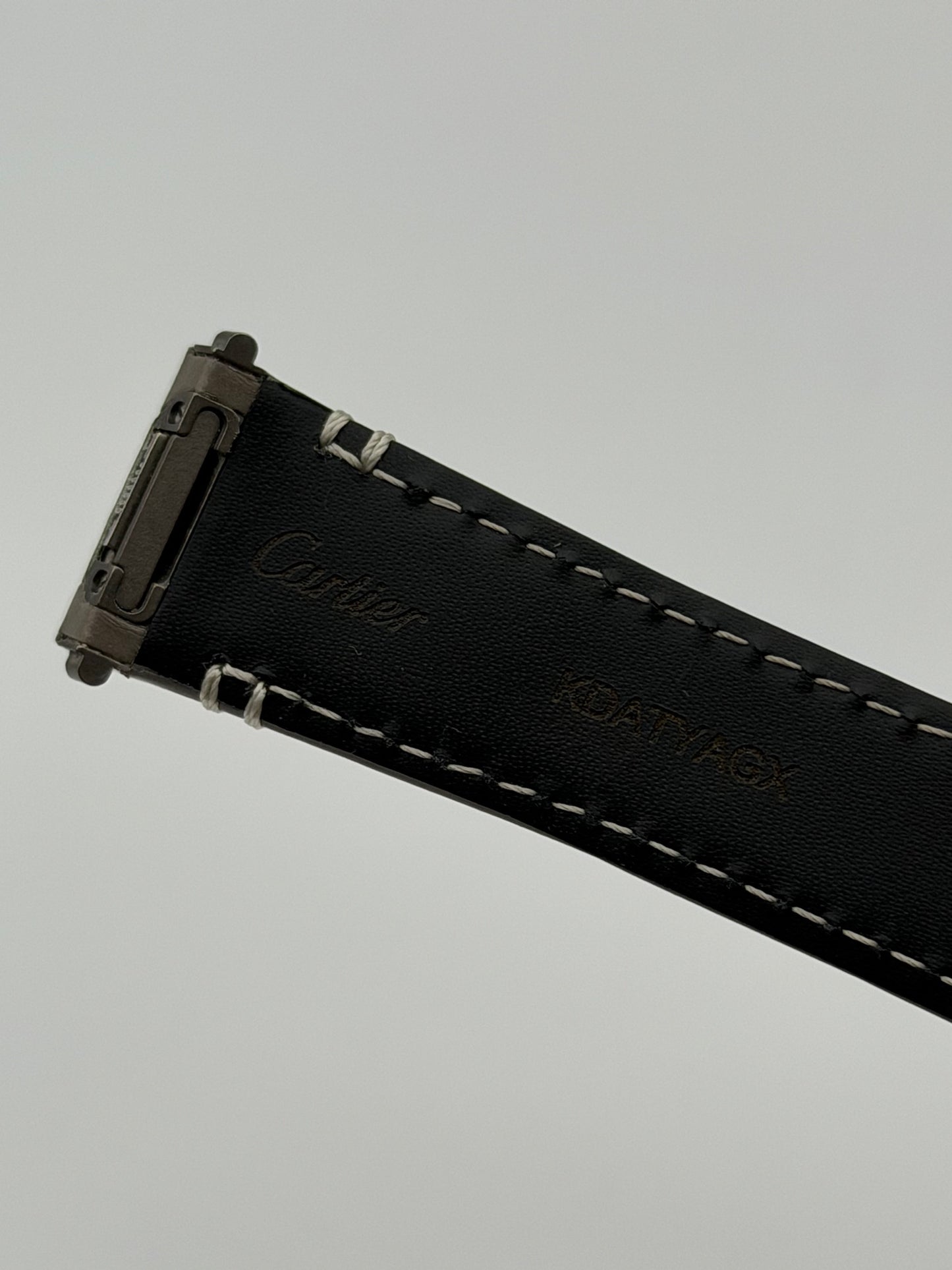 Cartier Santos cinturino orologio pelle alligatore grigio grey KDATYAGX 18.5/16