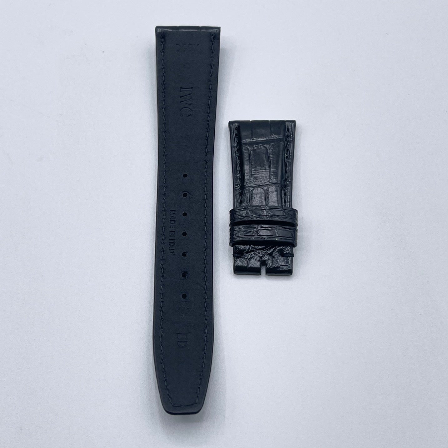 IWC Pilot cinturino orologio alligatore nero black alligator watch stap 22/18mm