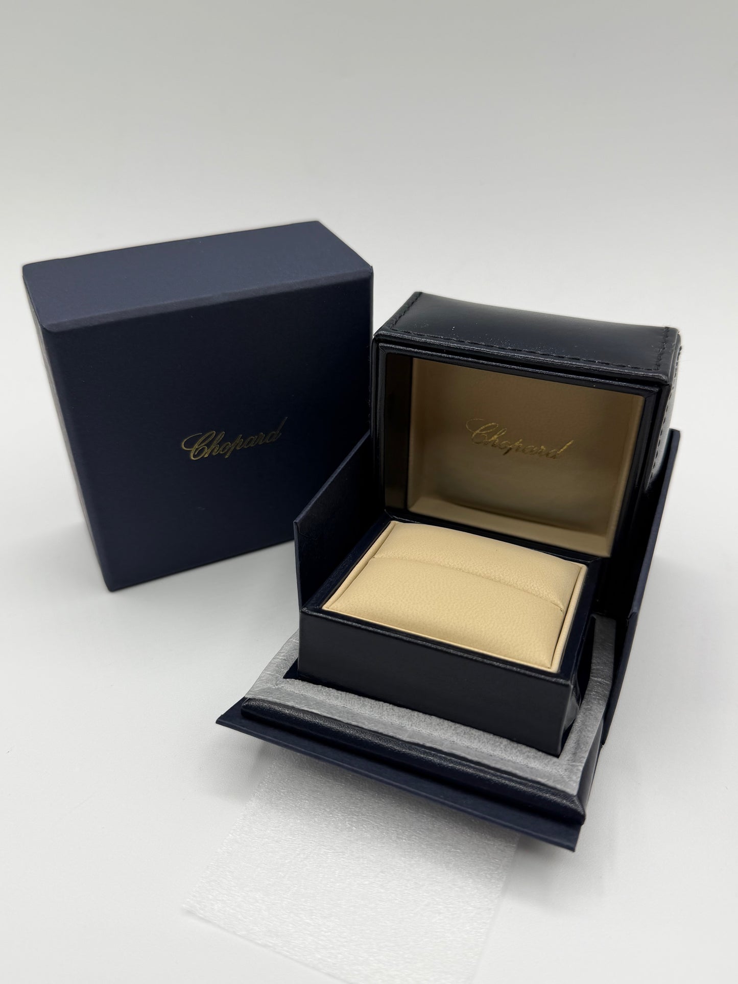 Chopard scatola anello ring box pelle blu blue leather