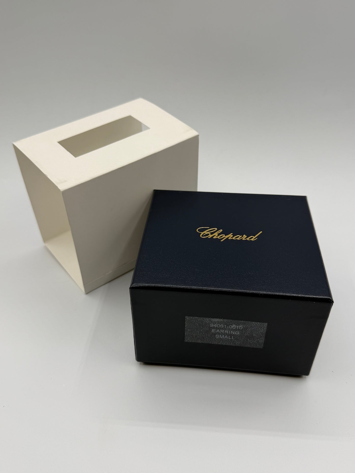 Chopard scatola orecchini earrings box pelle blu blue leather