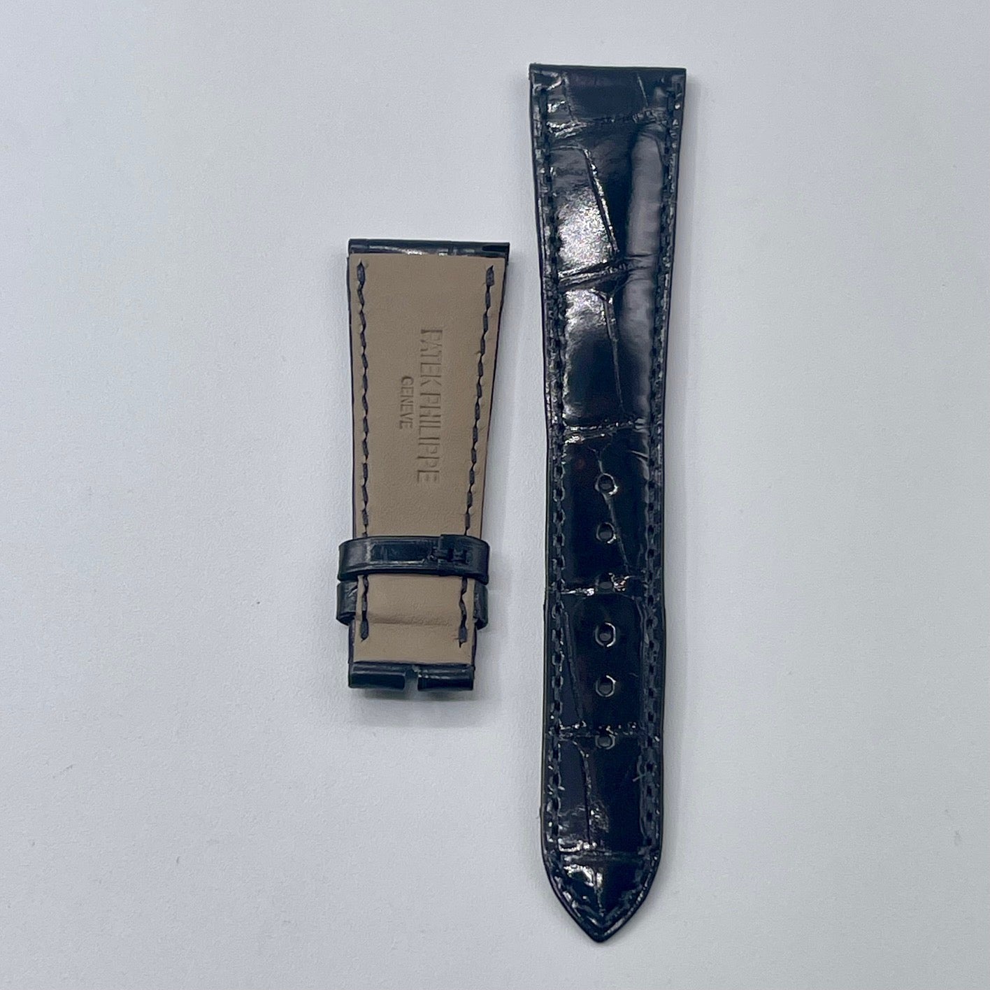 Patek Philippe cinturino pelle alligatore nero black leather strap 22/16mm