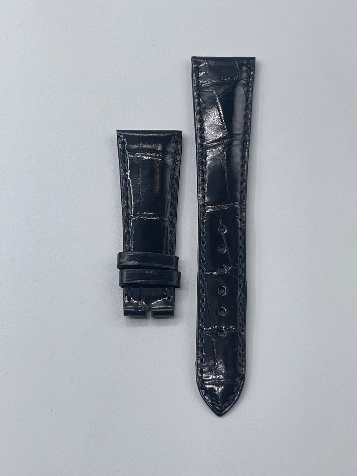 Patek Philippe cinturino pelle alligatore nero black leather strap 22/16mm