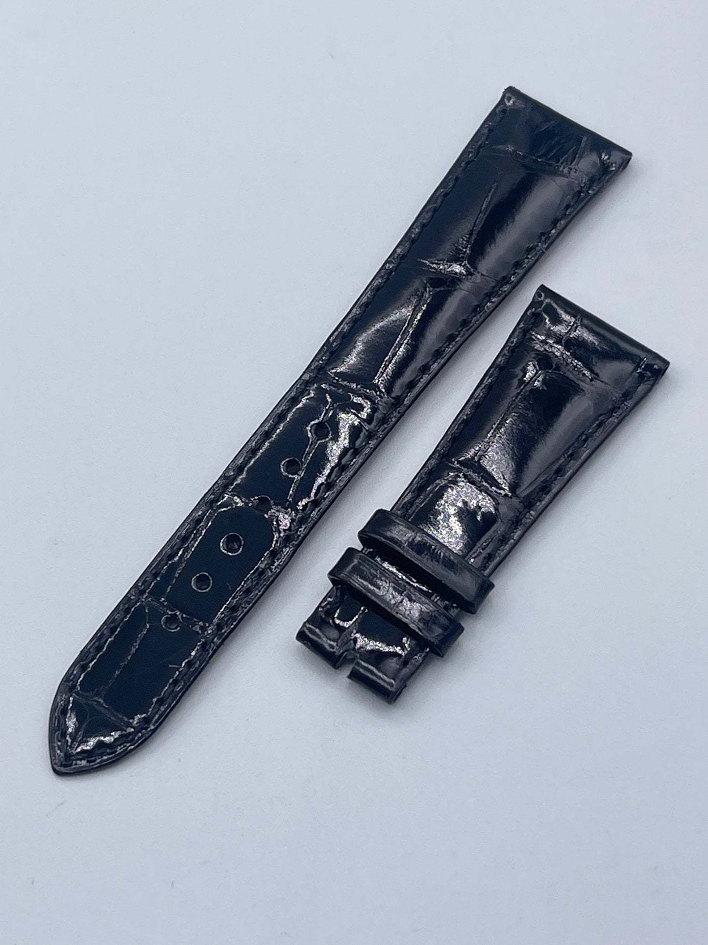 Patek Philippe cinturino pelle alligatore nero black leather strap 22/16mm