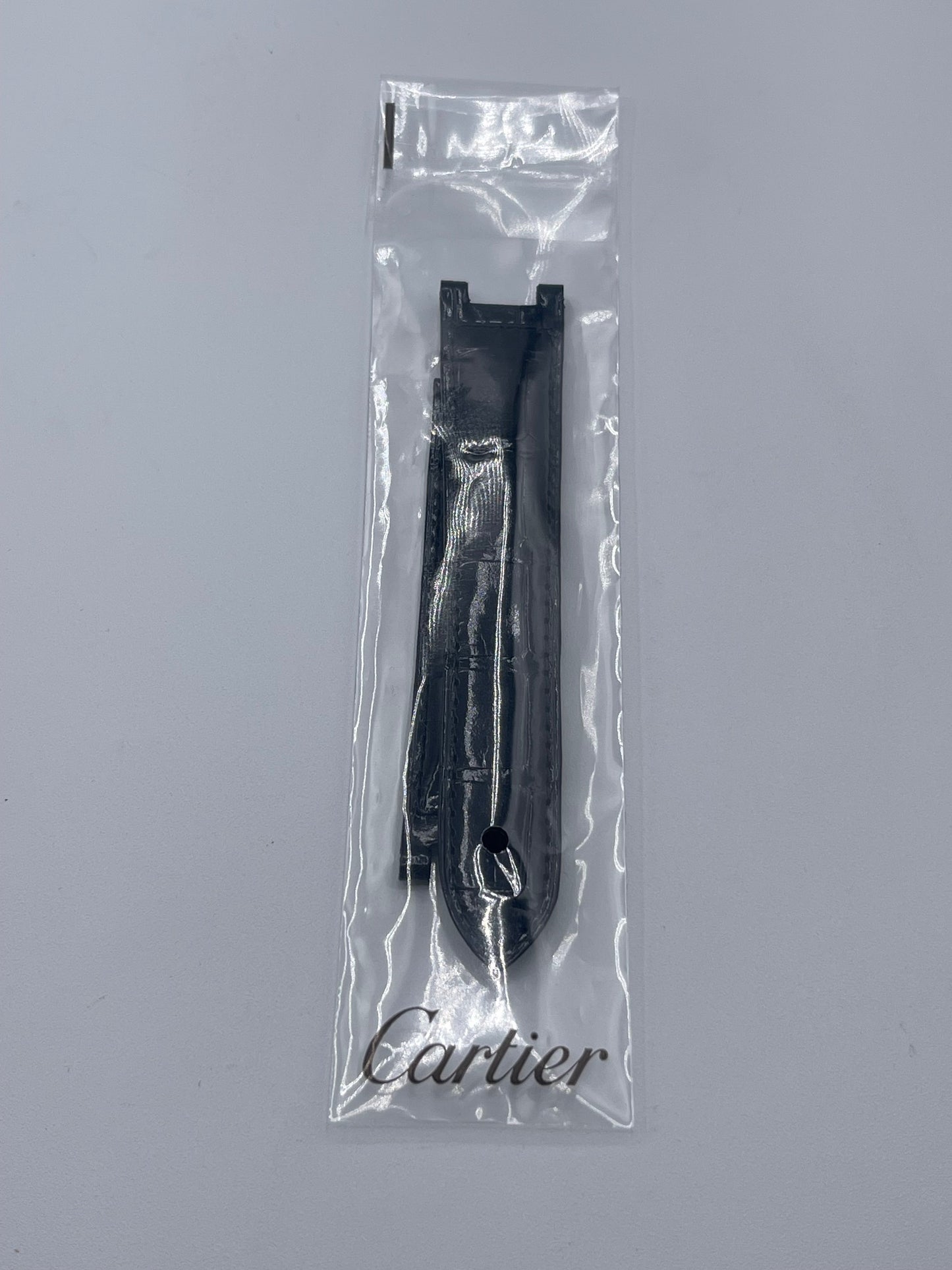 Cartier Pasha 38 cinturino orologio pelle alligatore nero black KD22I037 20/18mm