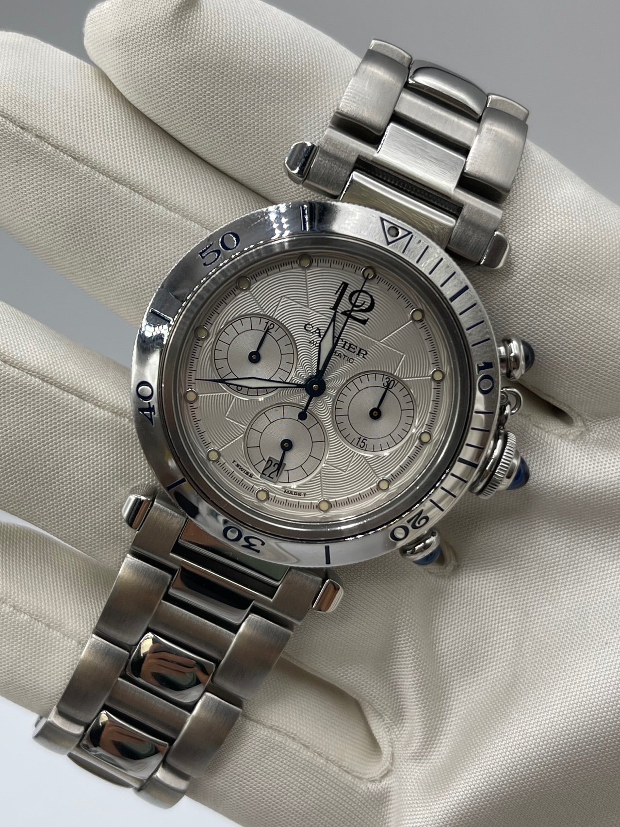 Cartier Pasha Chronograph Seatimer 38mm acciaio steel ref W31030H3 2113