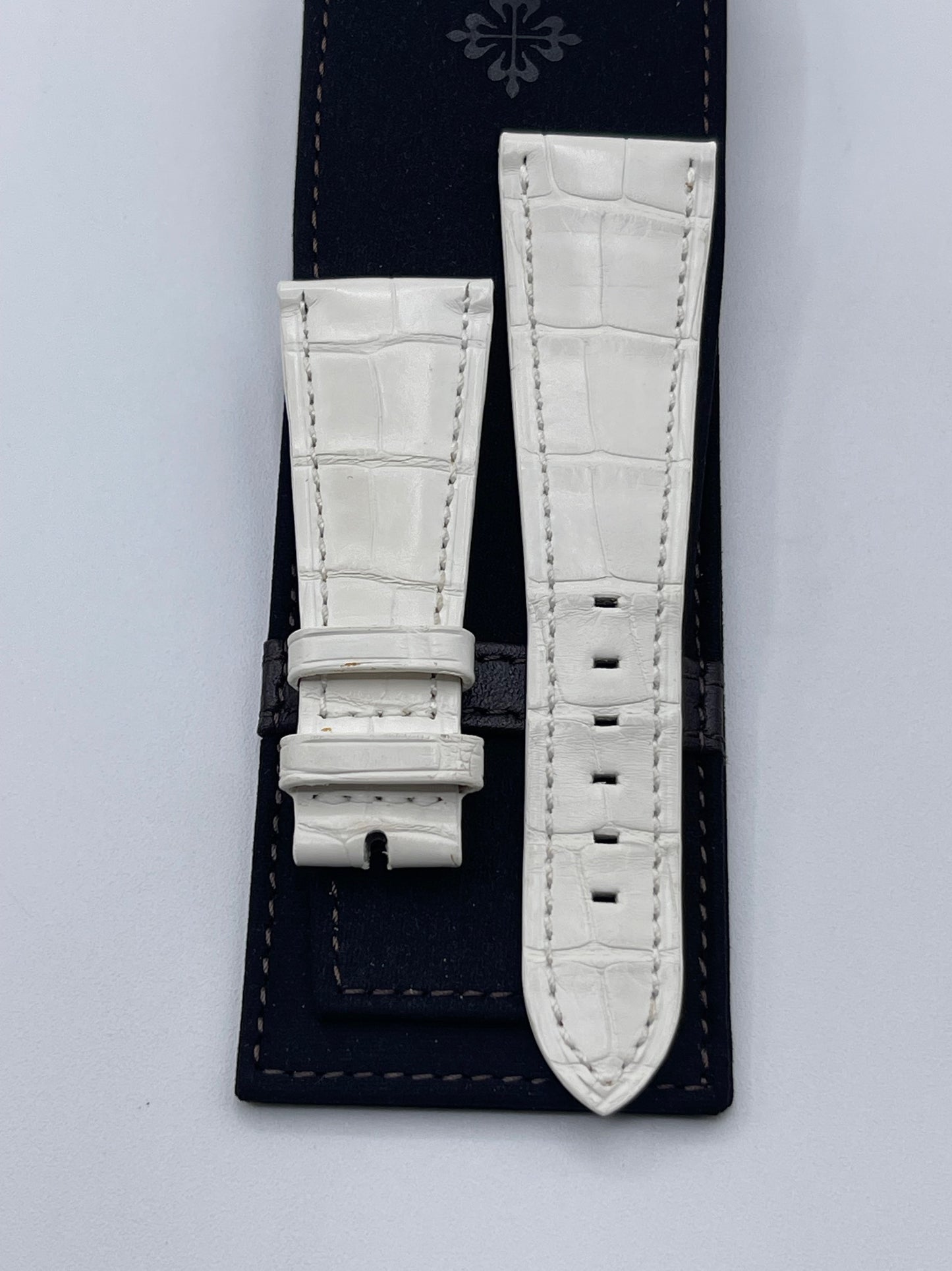 Patek Philippe set cinturino alligatore bianco white strap 23/16 pochette clutch