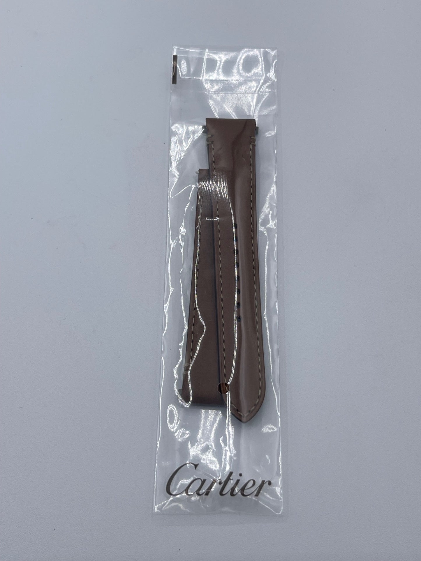Cartier Santos cinturino orologio pelle vegetale marrone brown KDATLABL 18.5/16 L