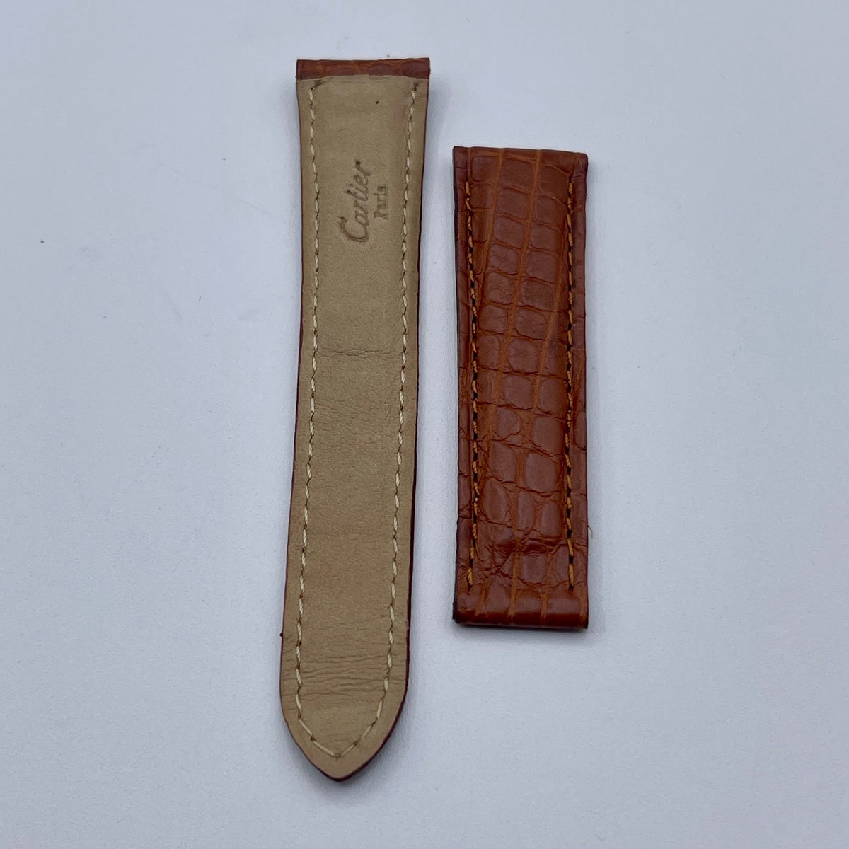 Cartier cinturino orologio pelle alligatore marrone 19/16.5mm