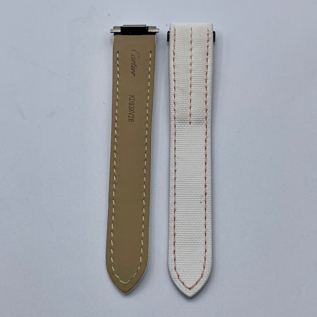 Cartier Santos cinturino orologio tessuto bianco white fabric KD93XV28 15.5/14mm