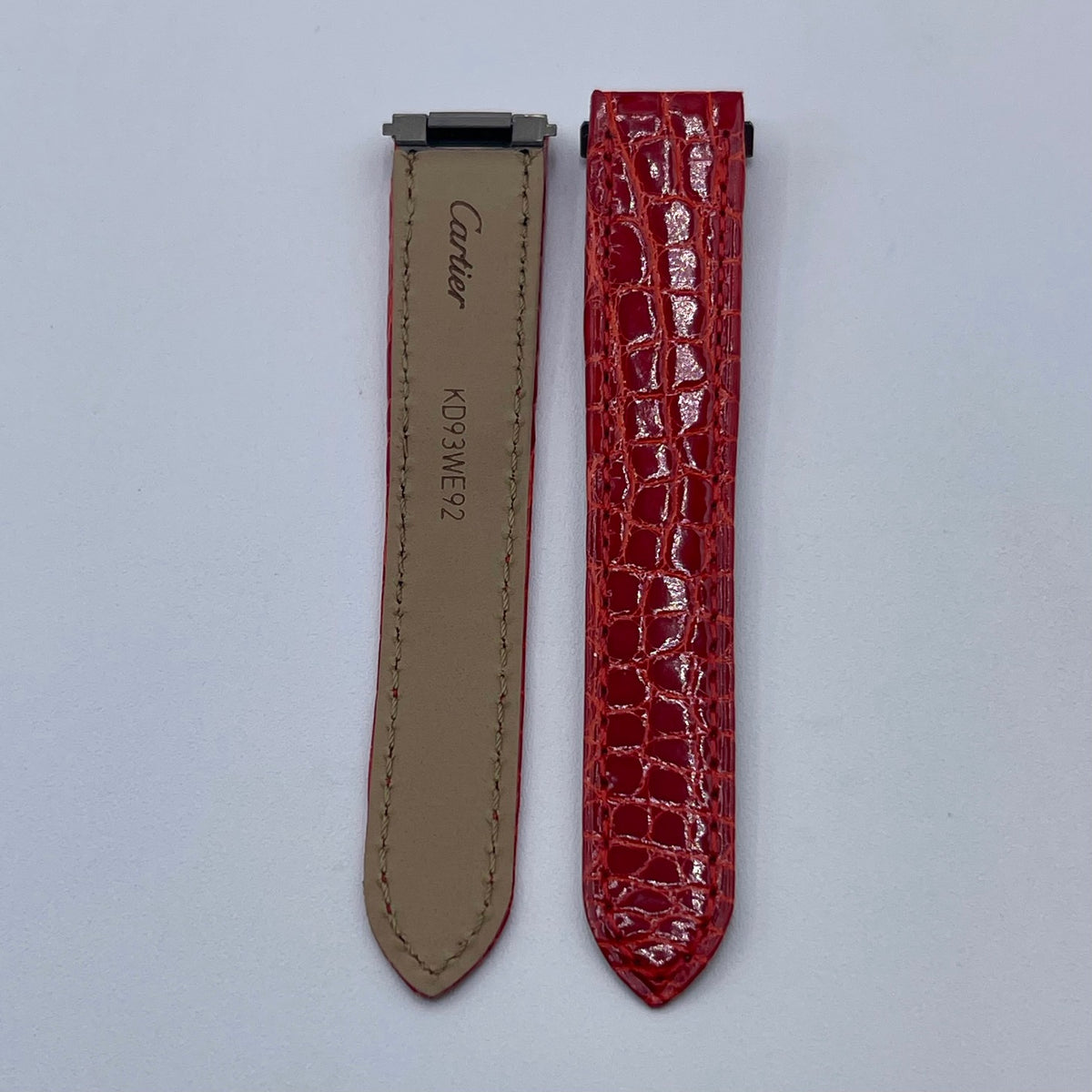 Cartier Santos cinturino orologio alligatore rosso red KD93WE92 15.5/14mm
