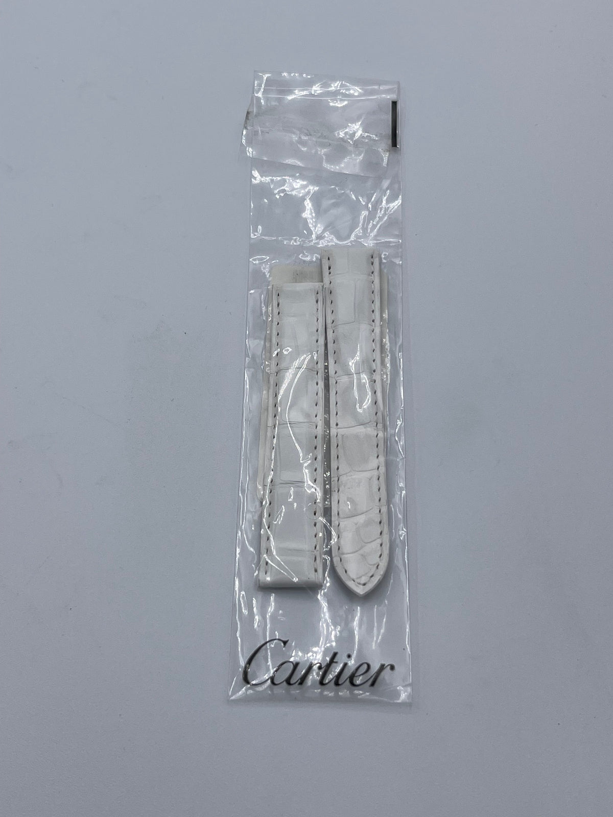 Cartier Tank cinturino orologio alligatore bianco white KD44EK63 15/14