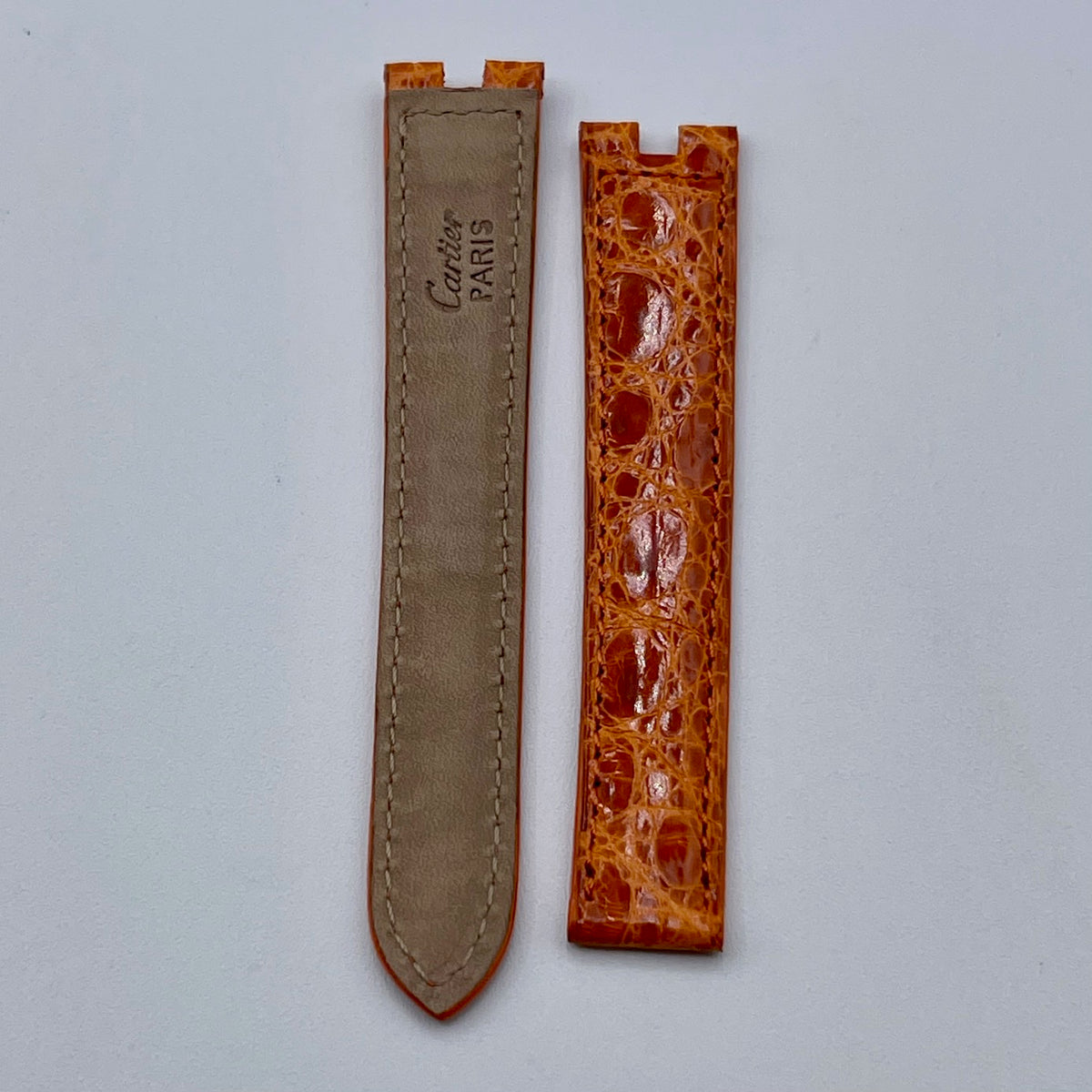 Cartier cinturino orologio pelle alligatore arancione orange alligator 16/14mm
