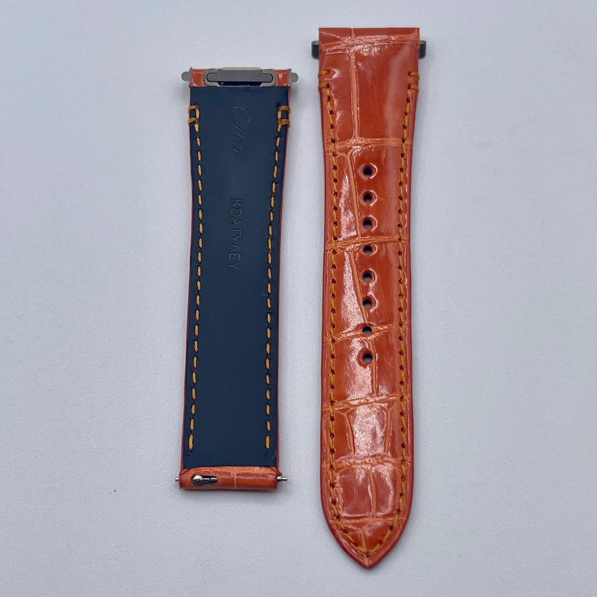 Cartier Santos cinturino alligatore arancione orange KDATYAEY 18.5/16
