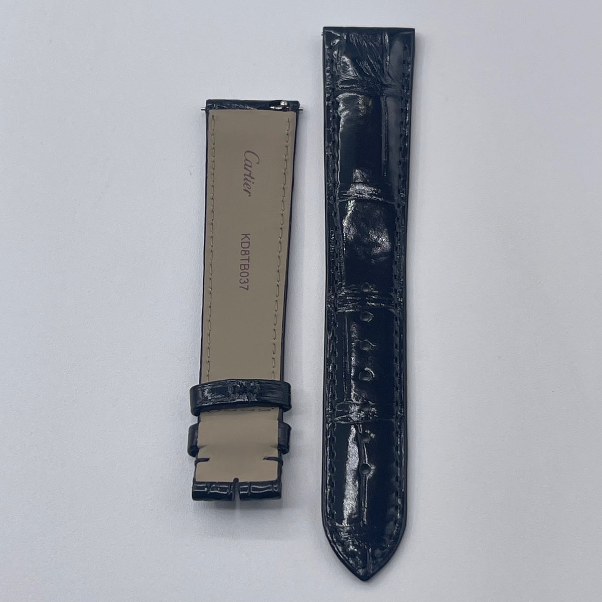 Cartier Tank GM cinturino orologio alligatore nero KD8TB037 19/16mm