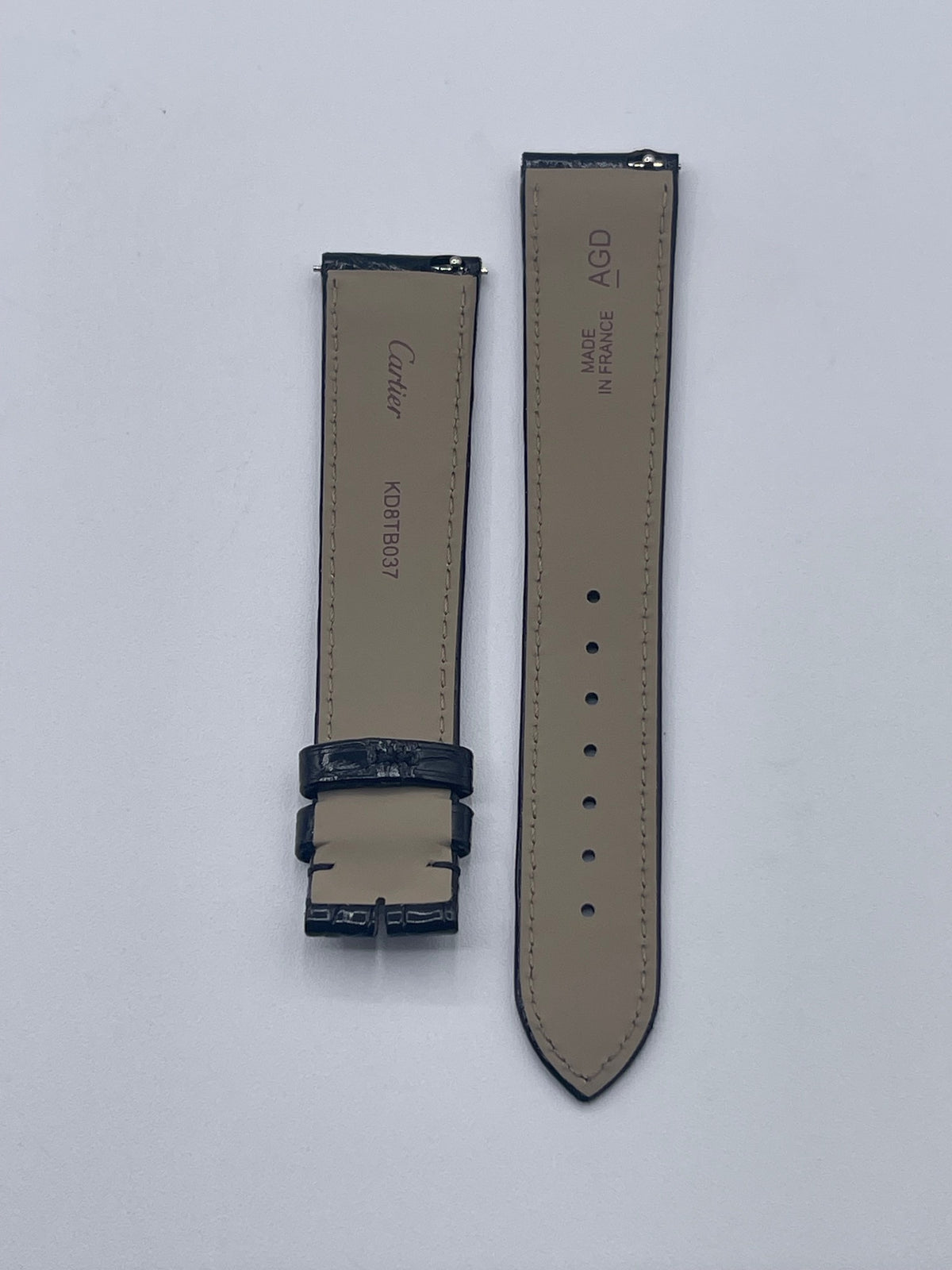 Cartier Tank GM cinturino orologio alligatore nero KD8TB037 19/16mm