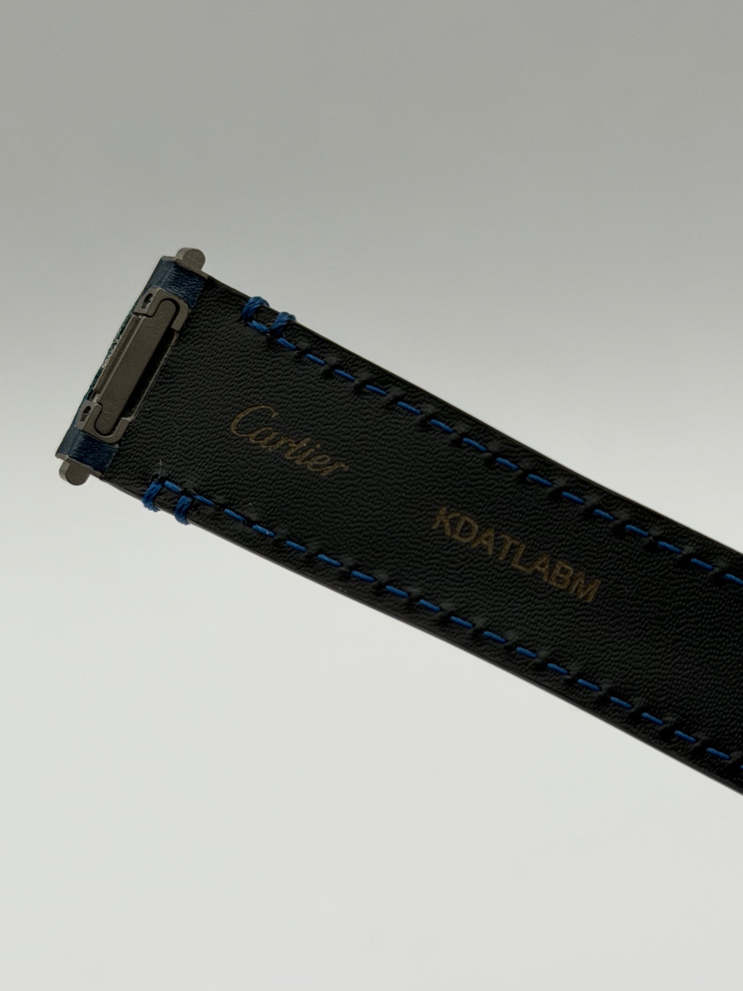 Cartier Santos cinturino orologio pelle blu vegetale blue KDATLABM 18.5/16