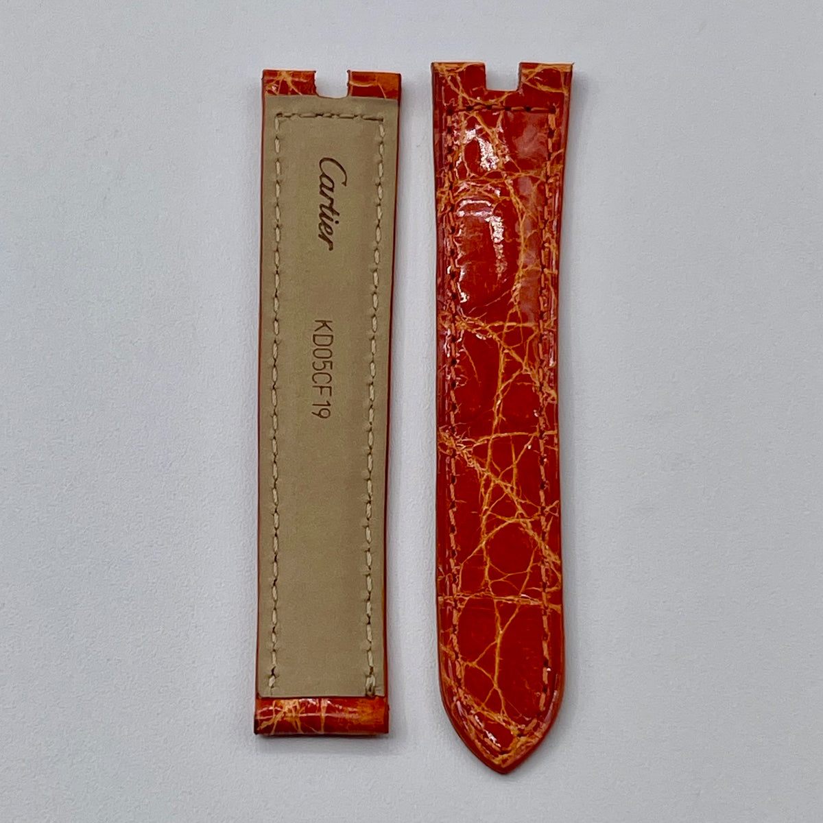 Cartier cinturino orologio pelle alligatore arancione orange KD05CF19 16/14mm