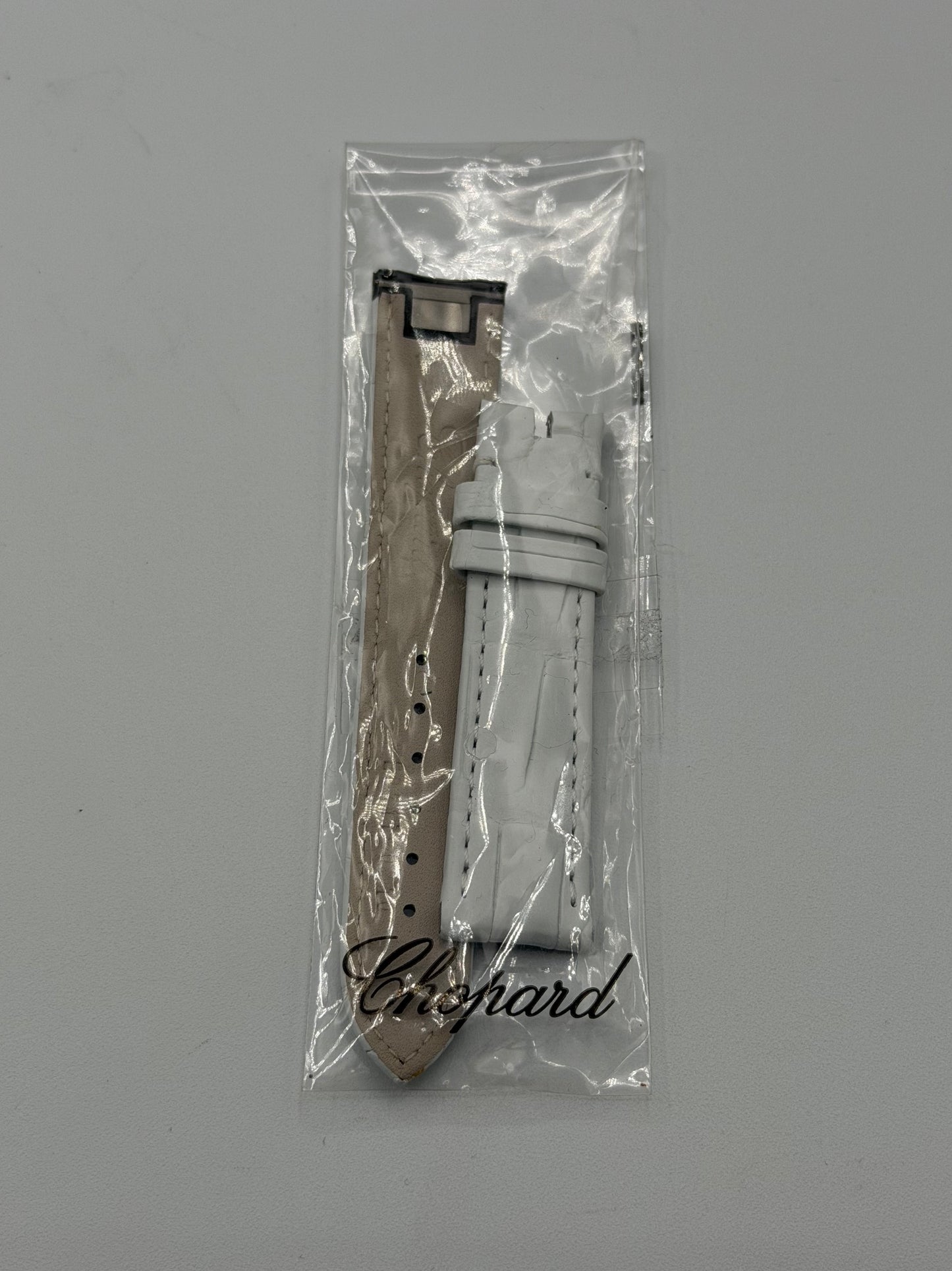 Chopard Happy Sport cinturino alligatore watch strap bianco white 18/16mm