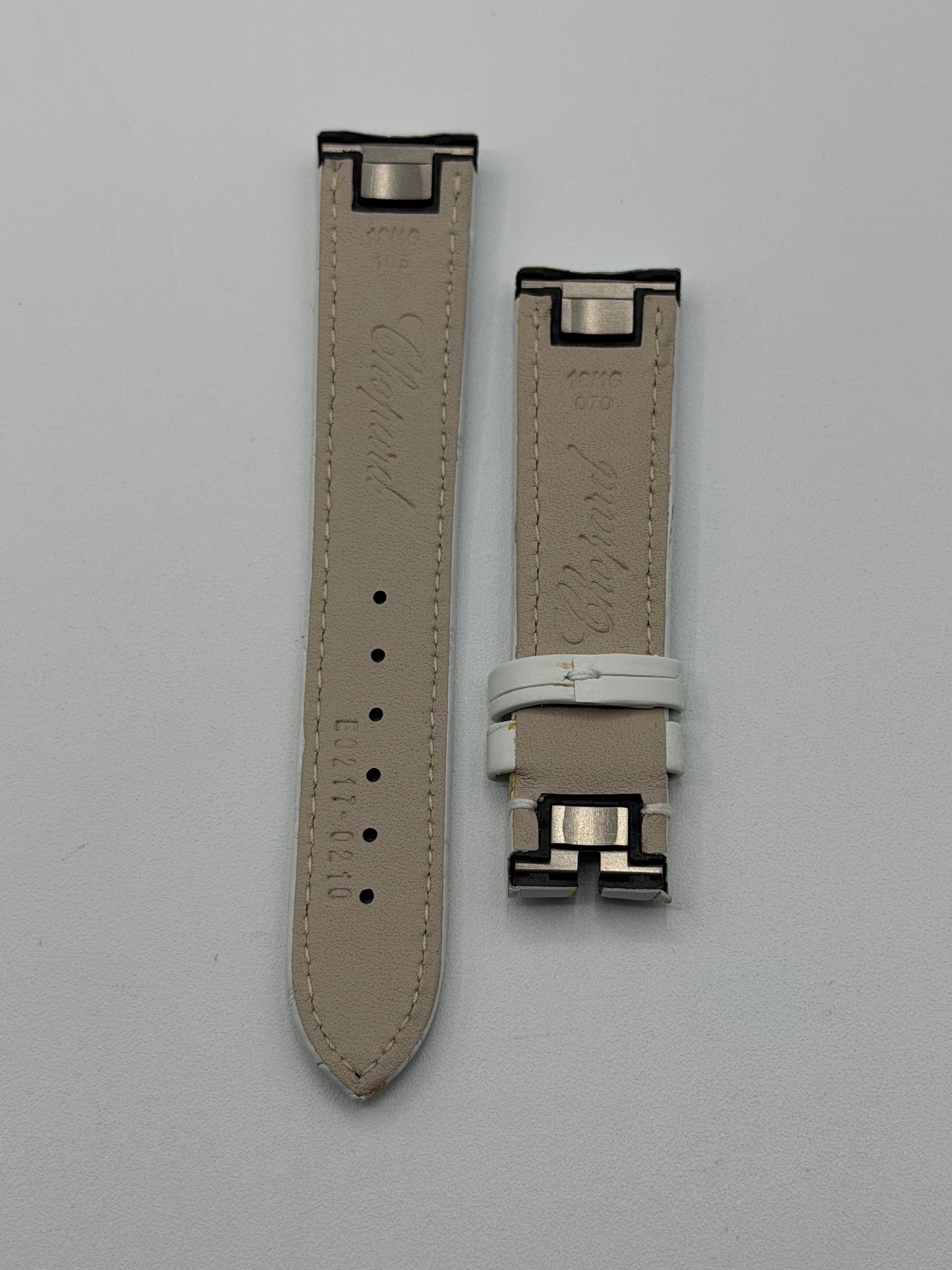 Chopard Happy Sport cinturino alligatore watch strap bianco white 18/16mm