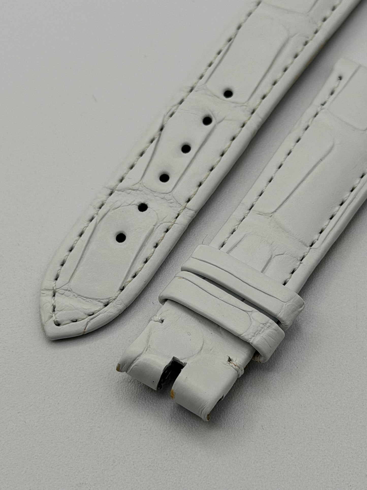 Chopard Happy Sport cinturino alligatore watch strap bianco white 18/16mm