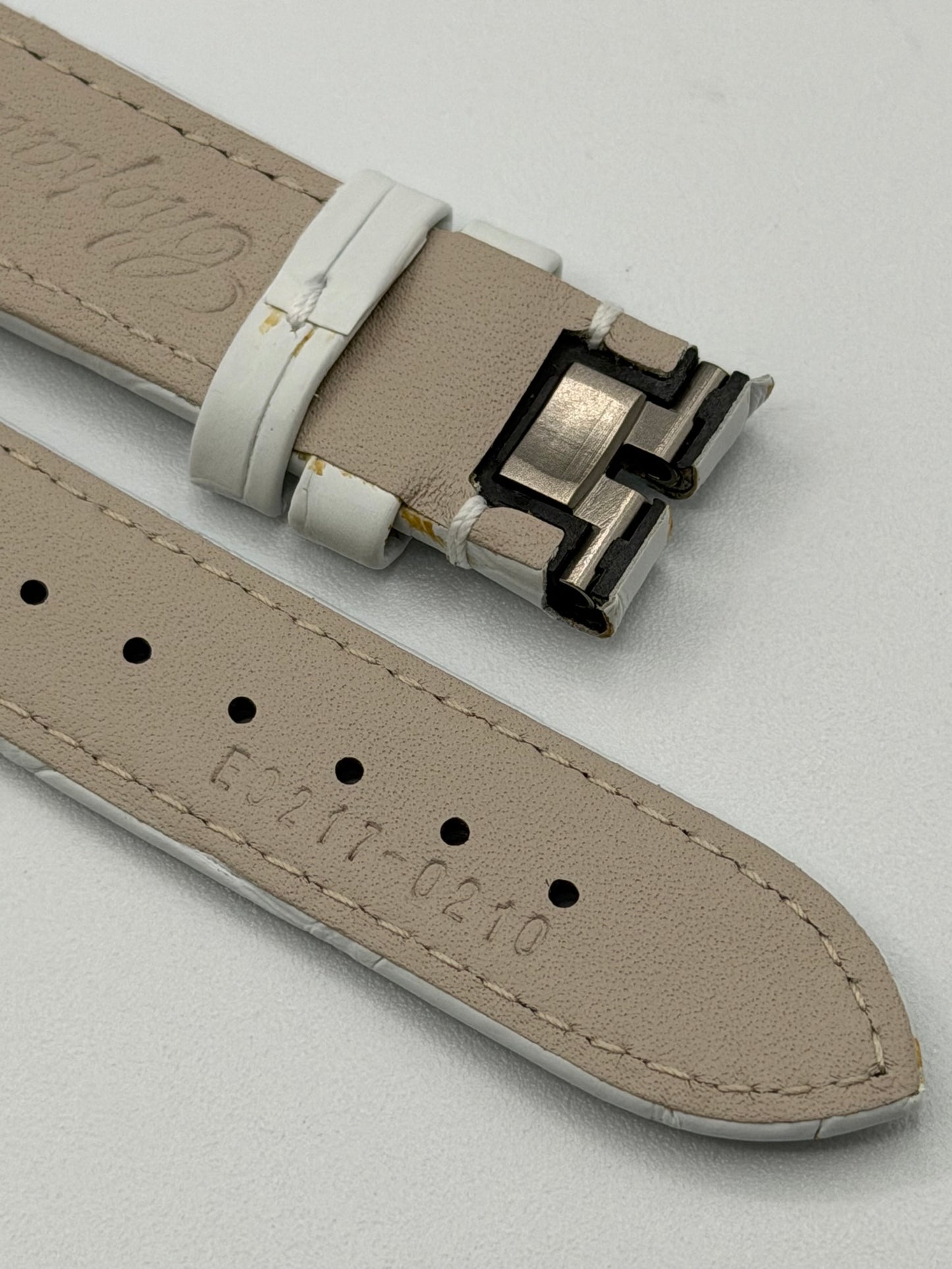 Chopard Happy Sport cinturino alligatore watch strap bianco white 18/16mm