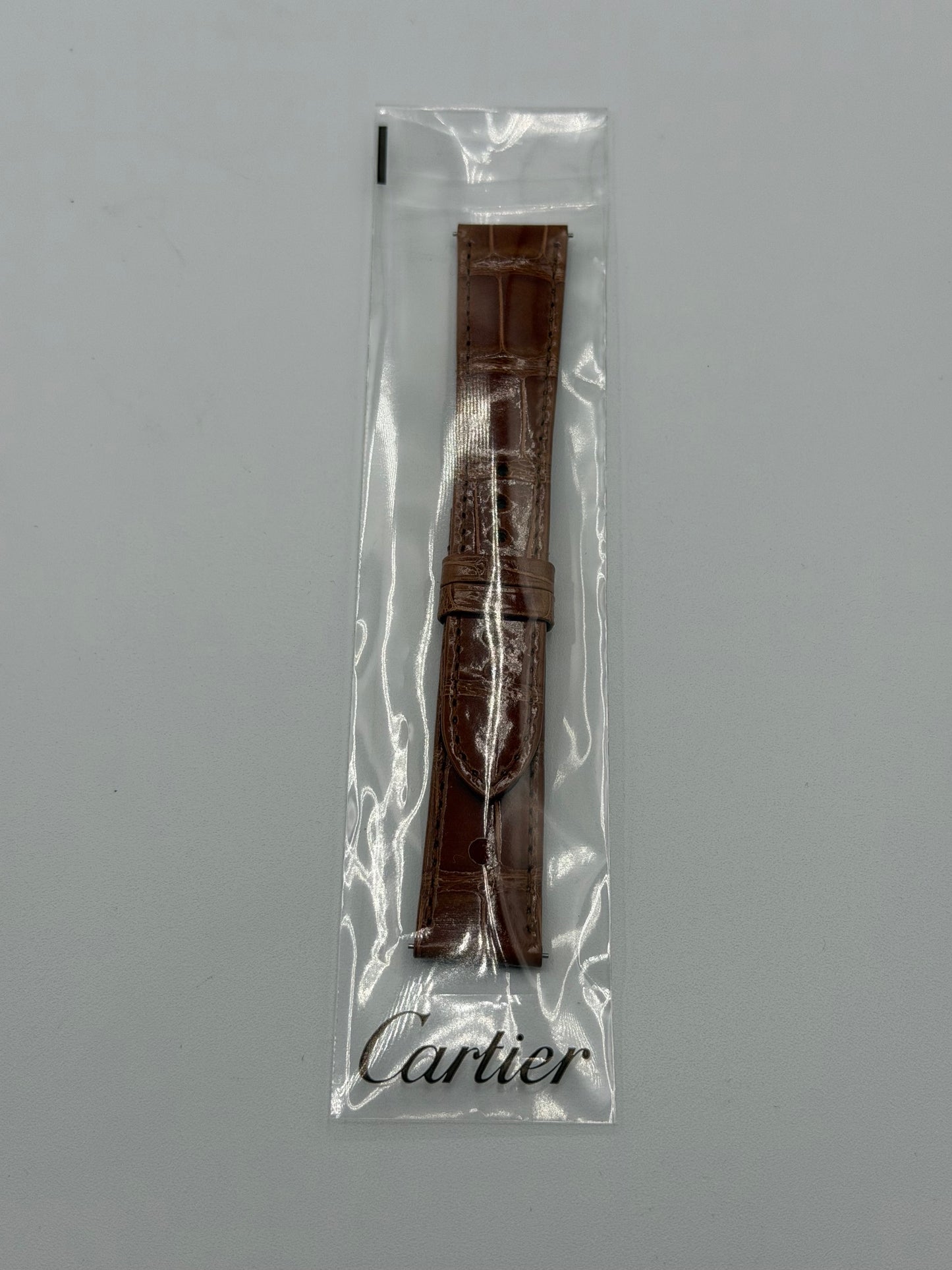 Cartier Tank cinturino alligatore grigio marrone browm alligator KD8TAN58 19/16