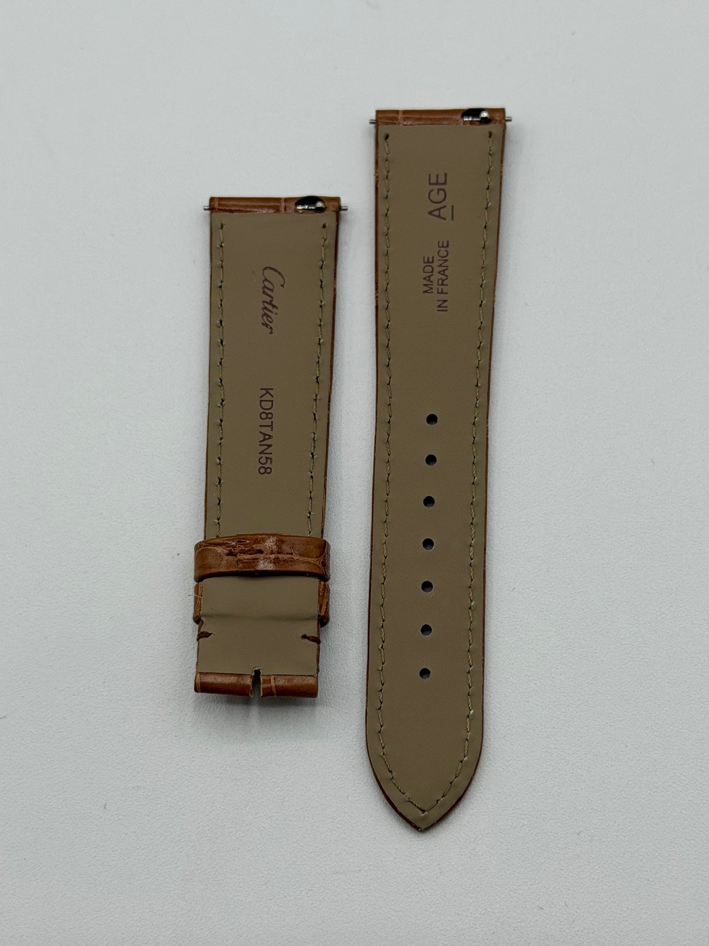 Cartier Tank cinturino alligatore grigio marrone browm alligator KD8TAN58 19/16