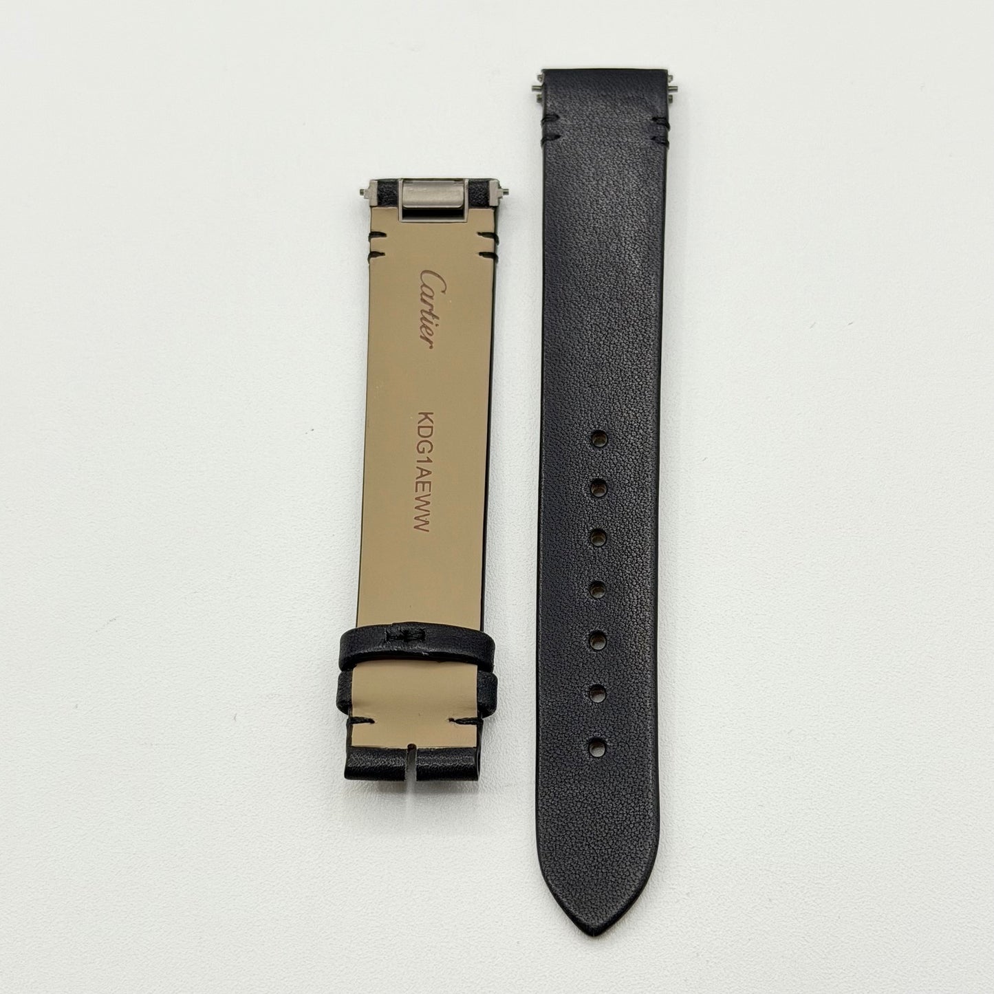 Cartier Santos cinturino orologio pelle blu blue KDG1AEWW 15.5/14mm