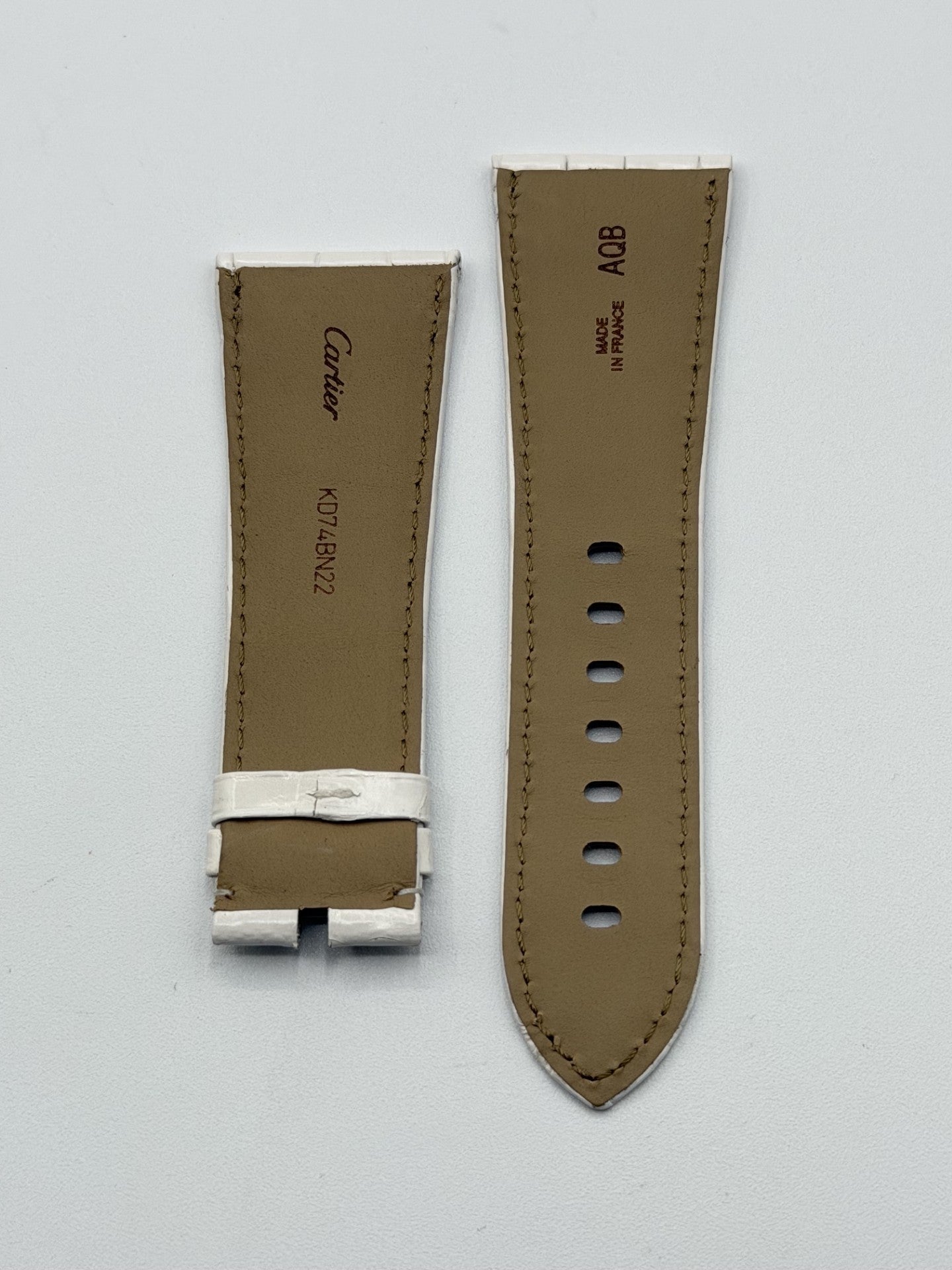Cartier Tank Divan cinturino orologio pelle alligatore bianca KD74BN22 29/22 mm