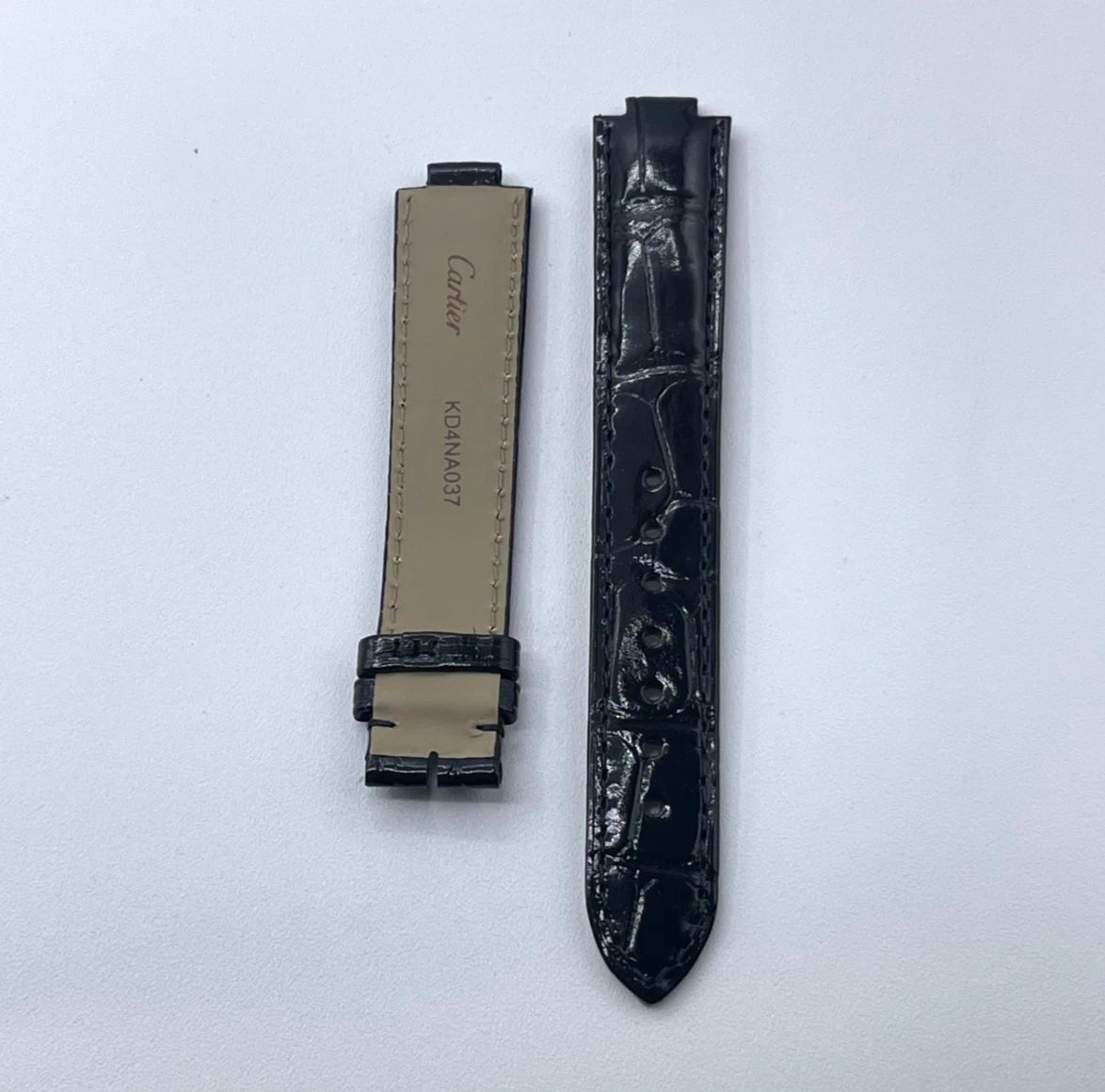 Cartier Ballon Bleu cinturino orologio pelle alligatore nero KD4NA037 16/14mm