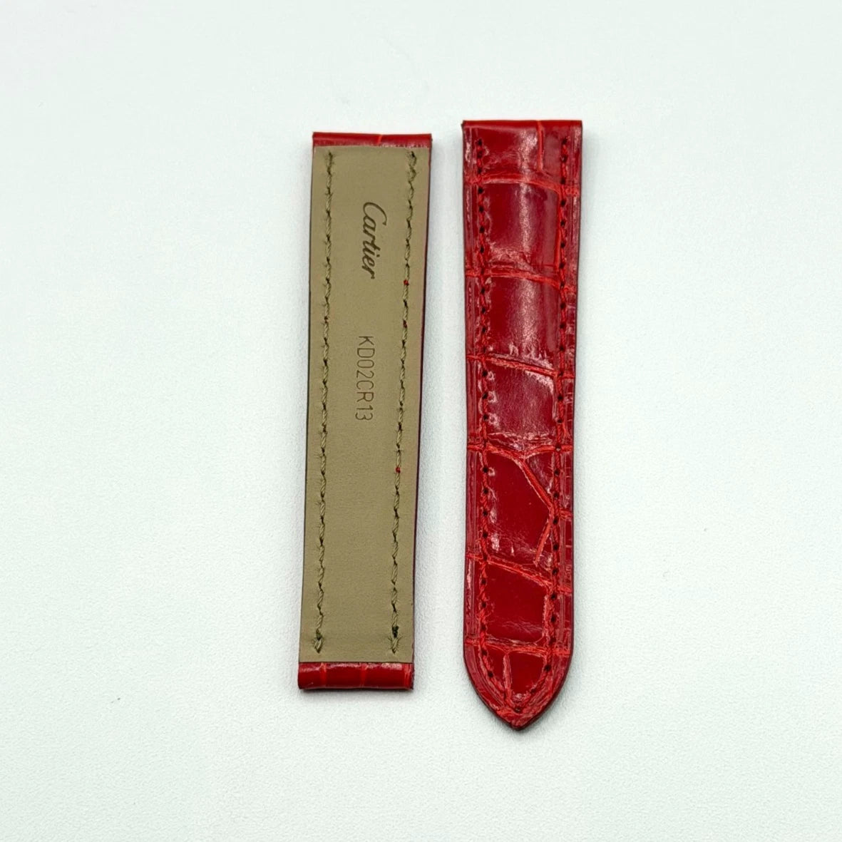 Cartier cinturino orologio pelle alligatore rosso KD02CR13 16/14mm